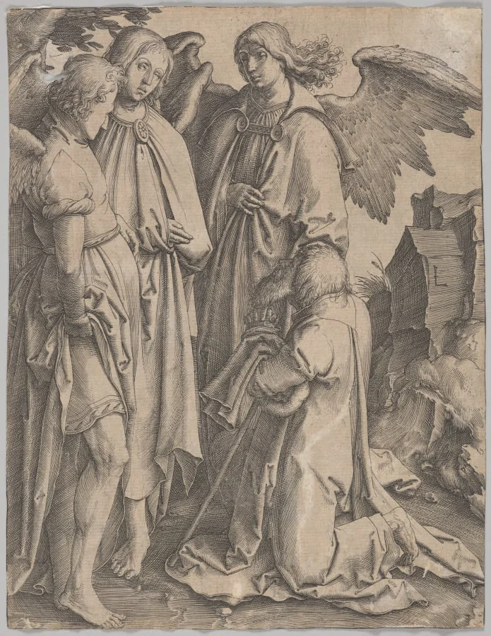 Abraham and the Angels, by Lucas van Leyden, 1513