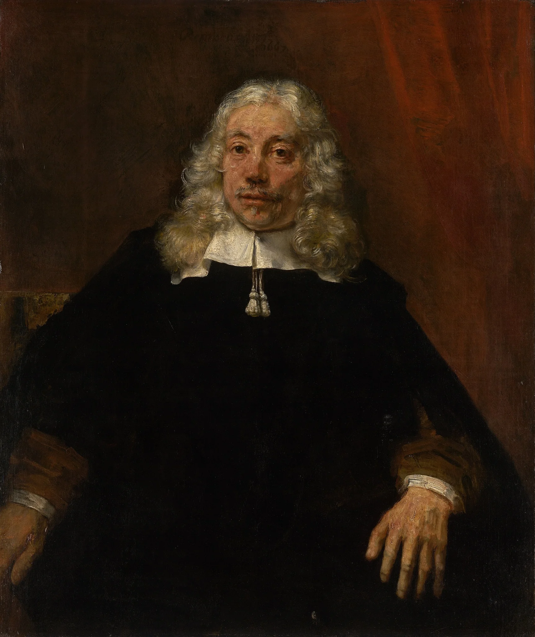 Portrait of a white-haired man, by Rembrandt, oil, 1667