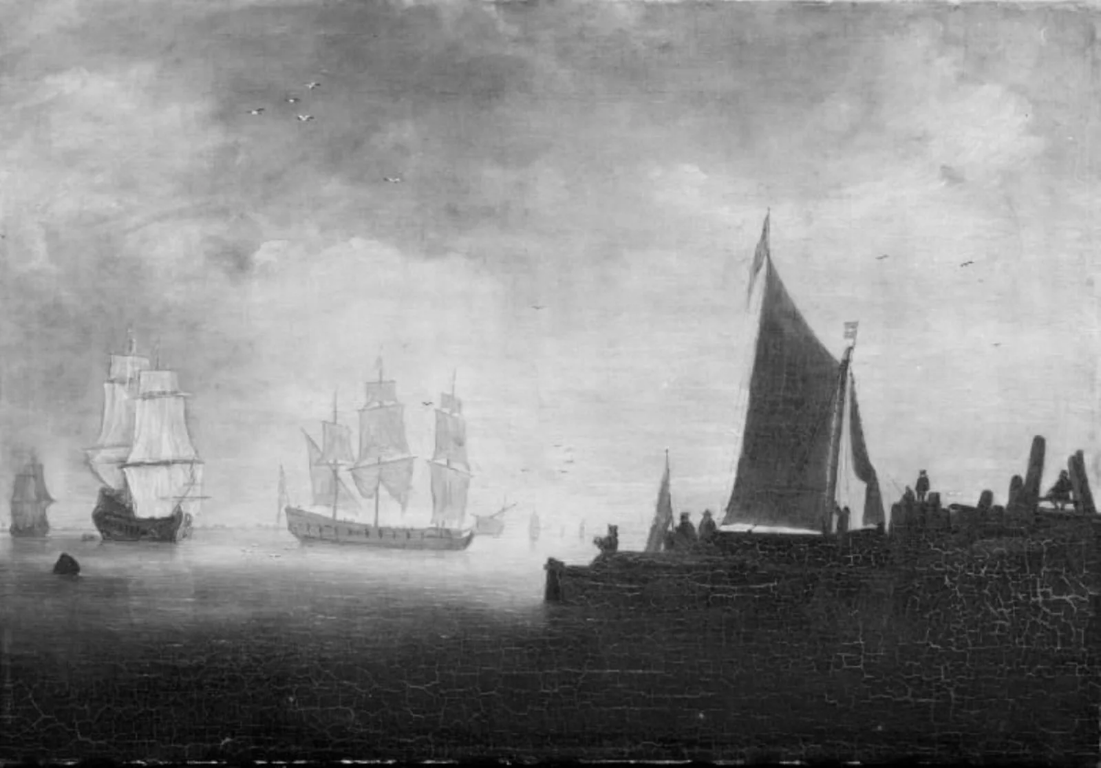 Ships by a Wharf, by Unknown, 1750