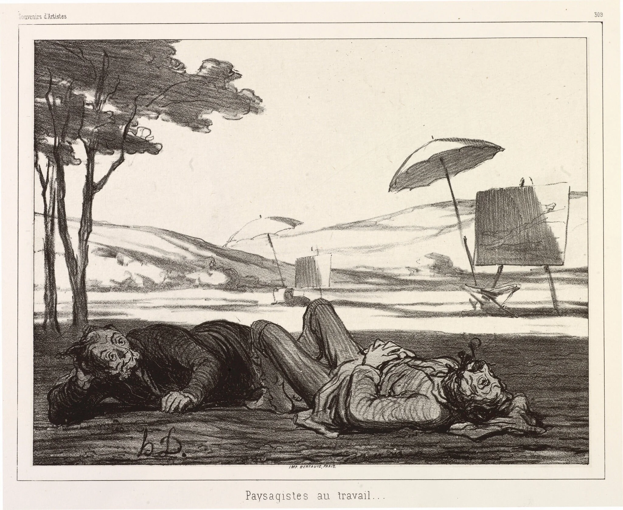 Paysagistes au travail (Landscape Artists at Work), by Honoré Daumier, ink, 1862