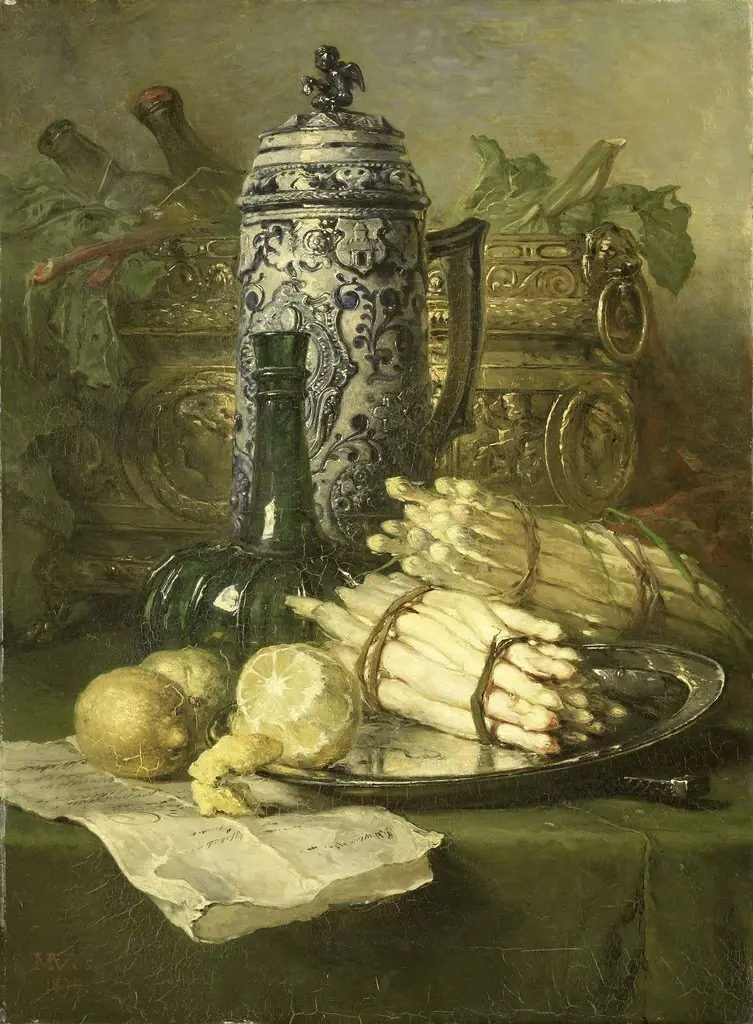 Still-life with Asparagus, Lemon, Covered Beaker, and Wine Cooler