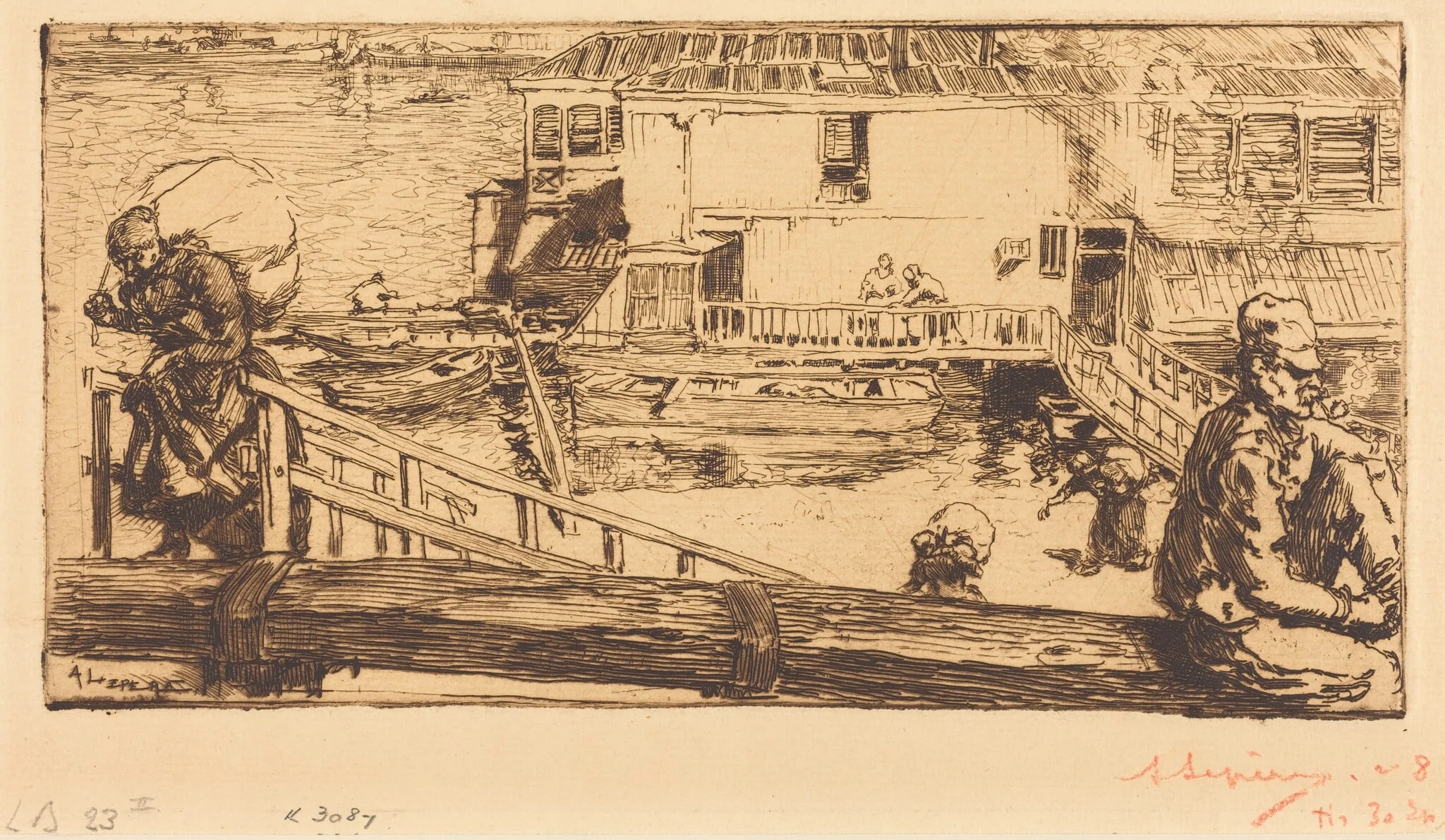 The Wash-house (Le lavoir), by Auguste Lepère, ink, 1891