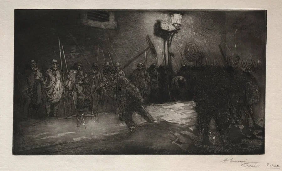 L'Appel des Balayeurs de la Nuit, by Auguste Lepère, 1890