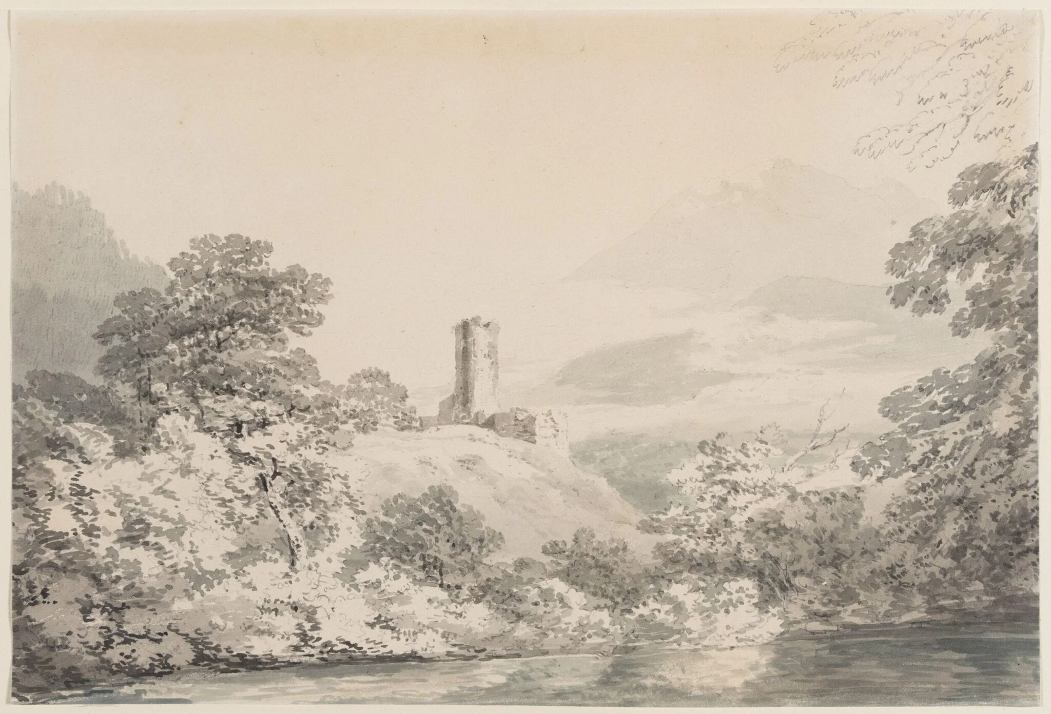 Landscape with tower on a rock