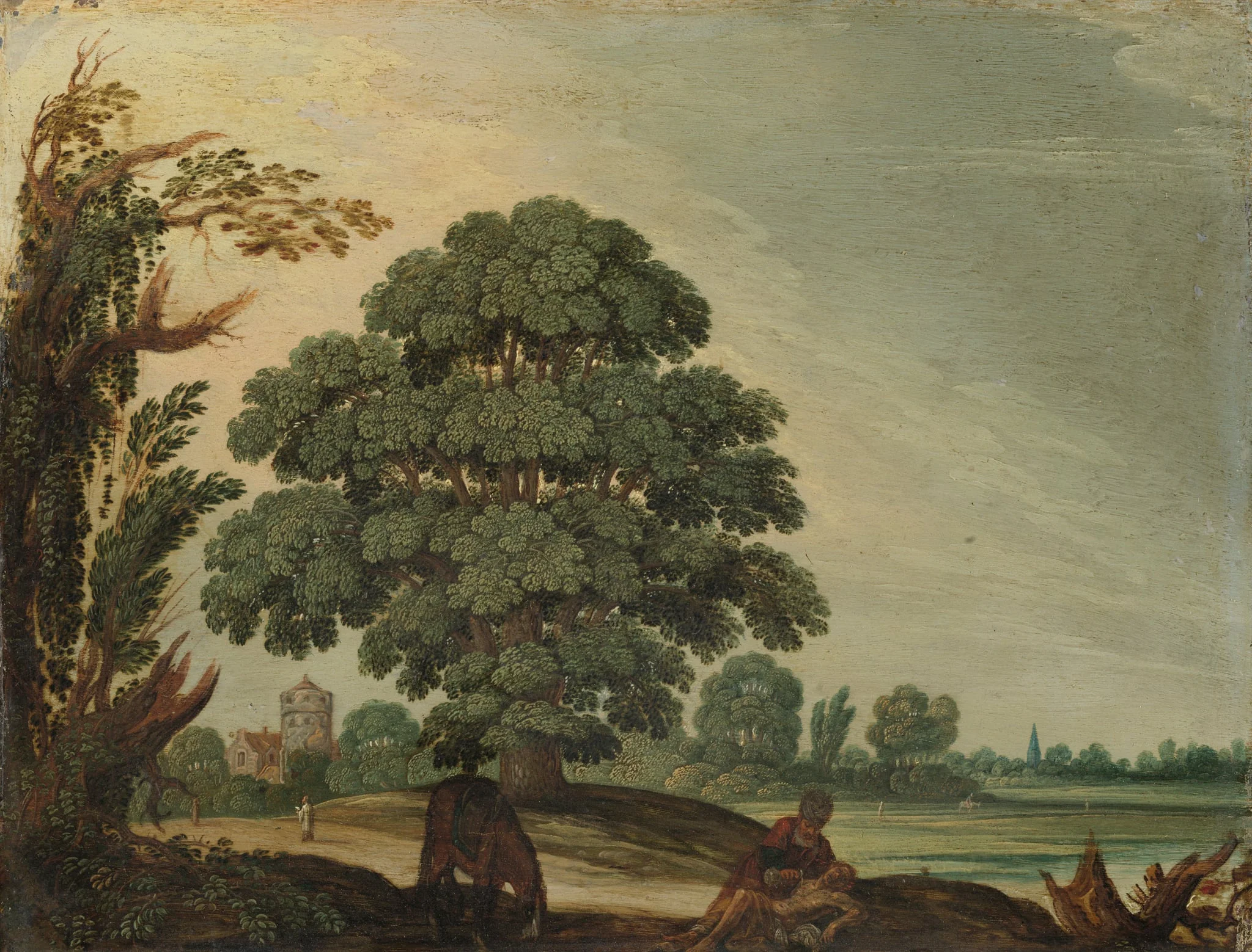 Landscape with the Good Samaritan, by Unknown, unspecified, 1630