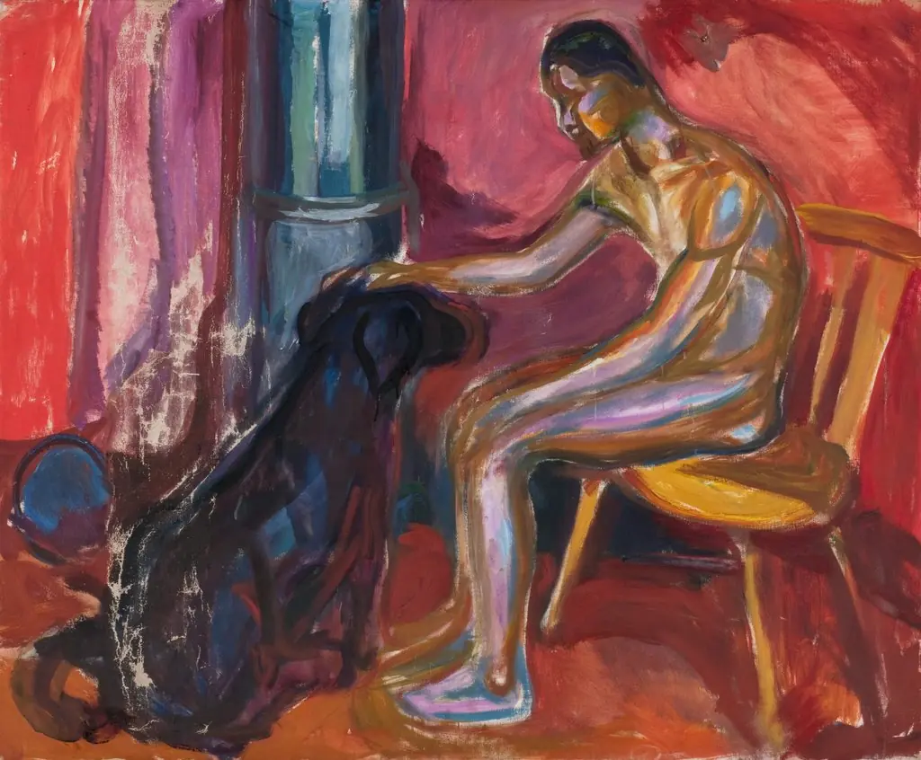 Seated Naked Man with Dog