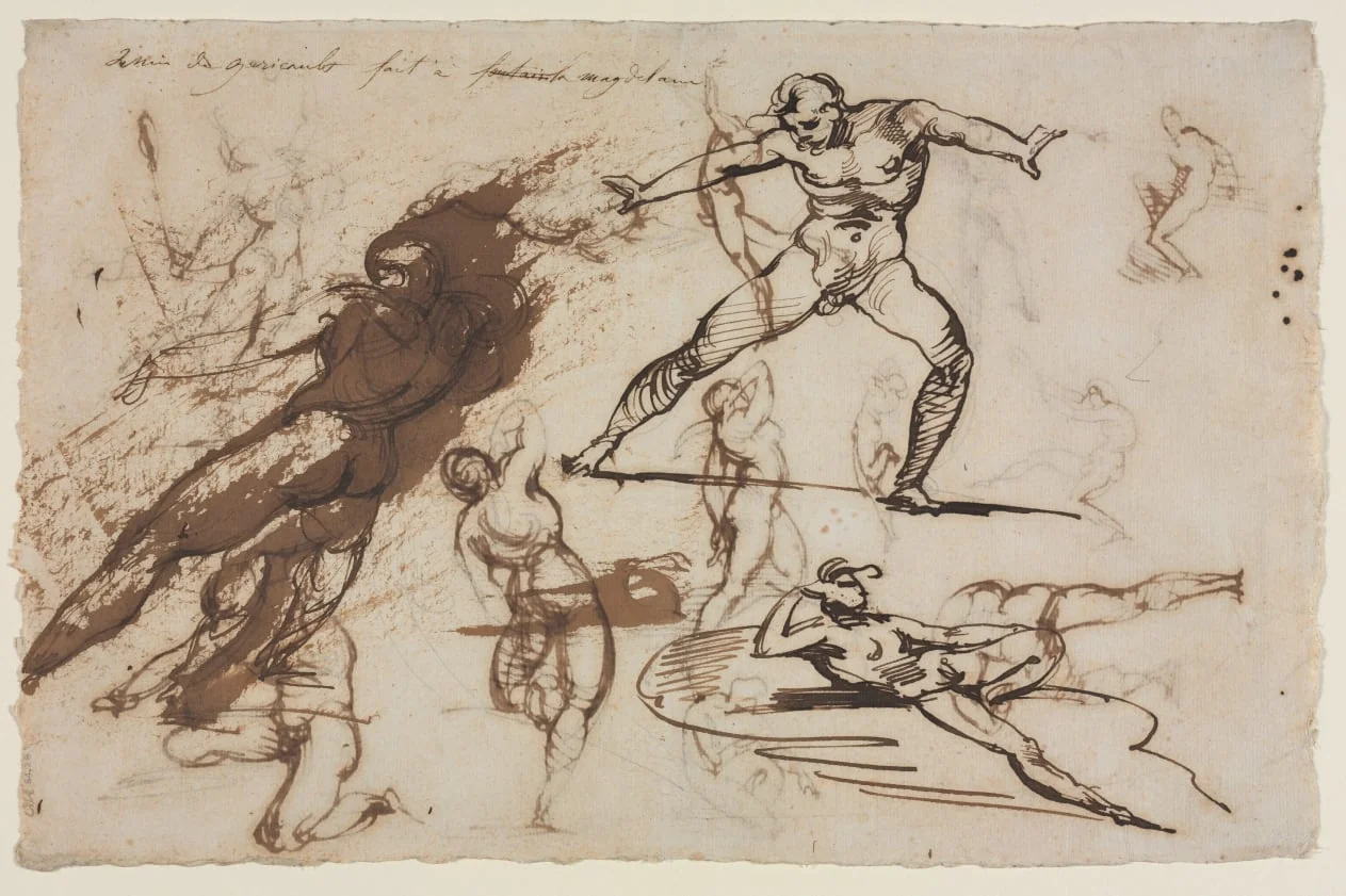 Sheet of Sketches (recto), by Théodore Géricault, 1819