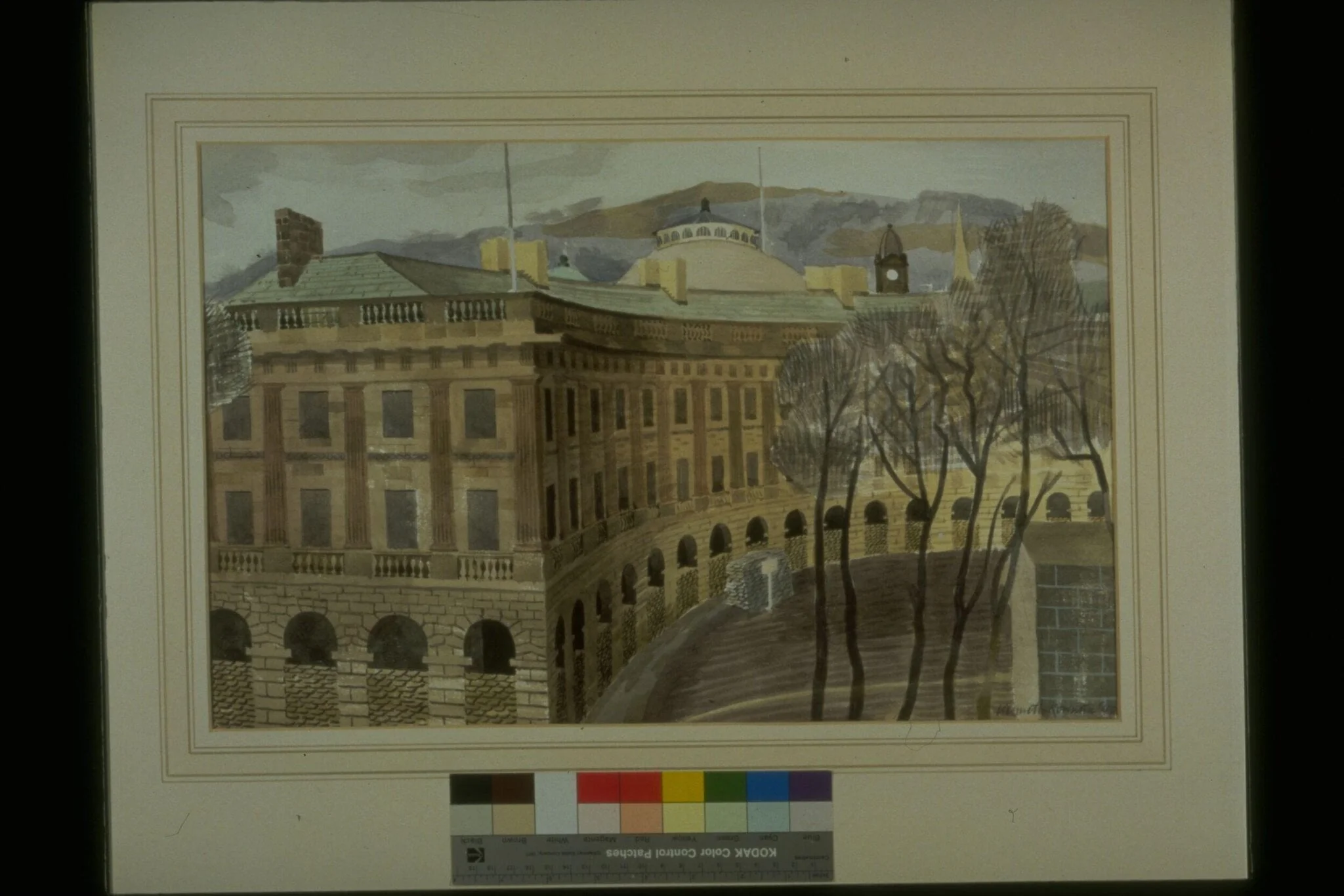 The Crescent, Buxton, by Kenneth Rowntree, watercolor, 1940