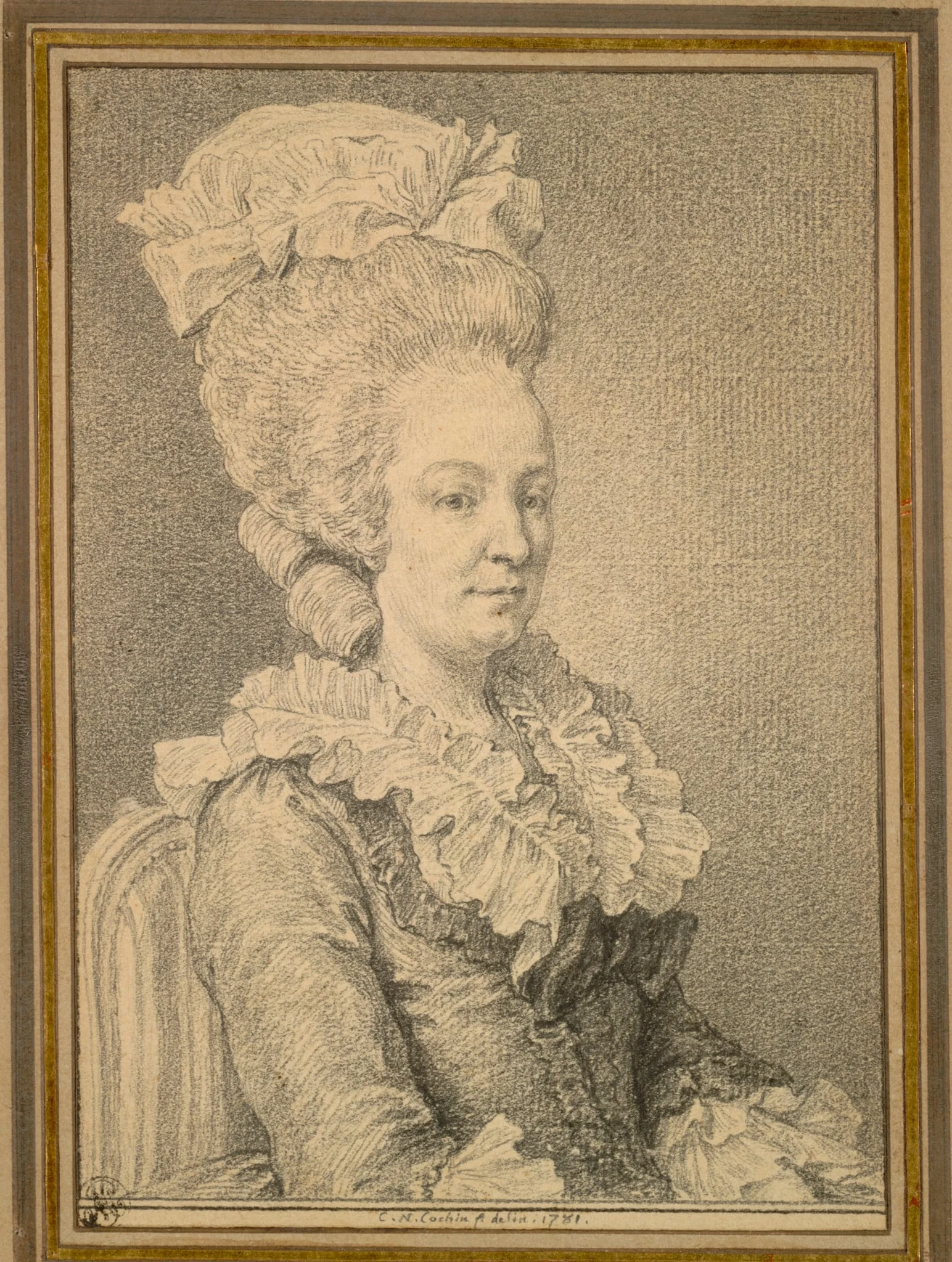 Half-length Portrait of a Seated Woman, by Charles-Nicolas Cochin, 1781