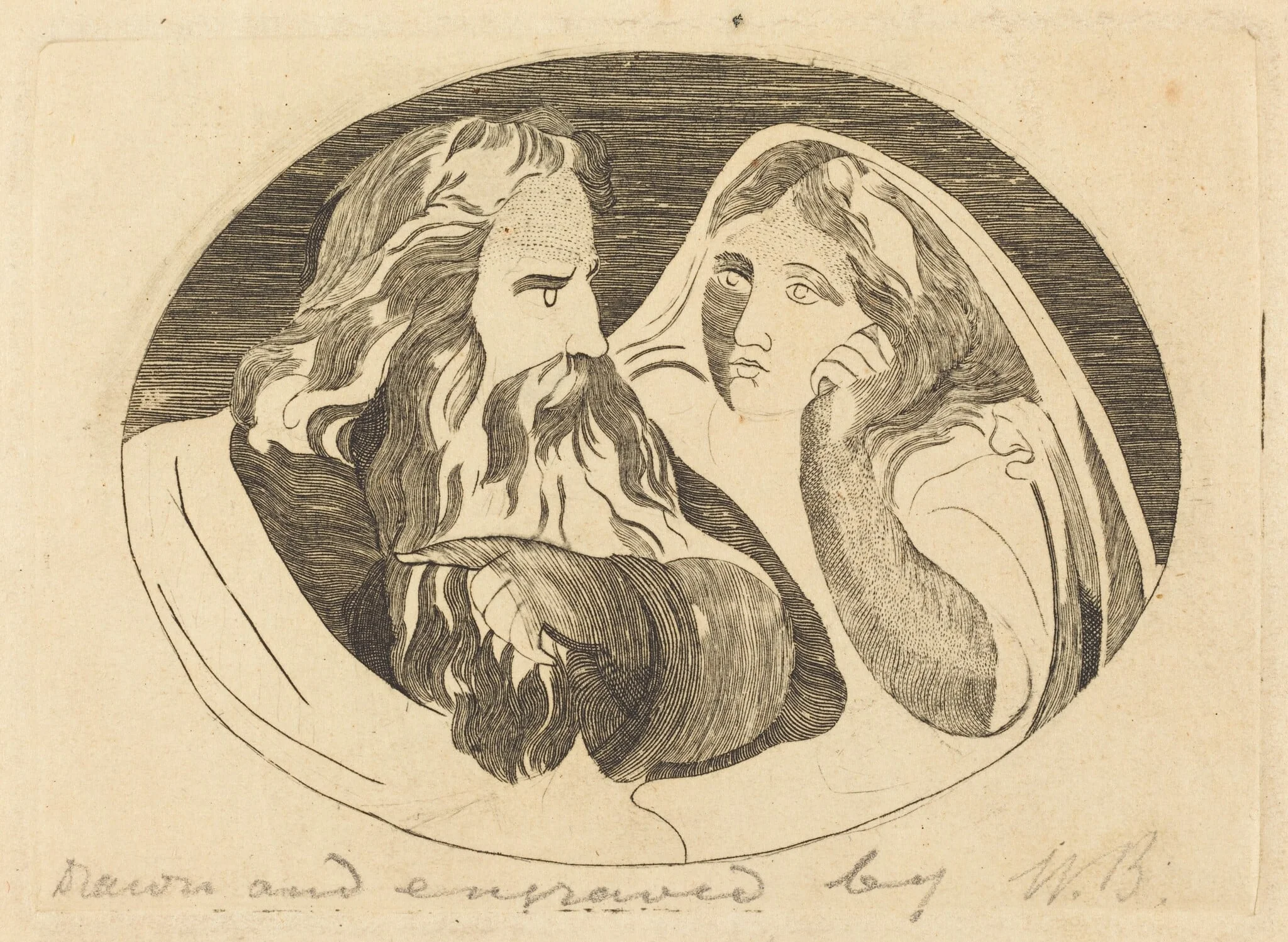 Lear and Cordelia, by Butts, Jr., Thomas, ink, 1807