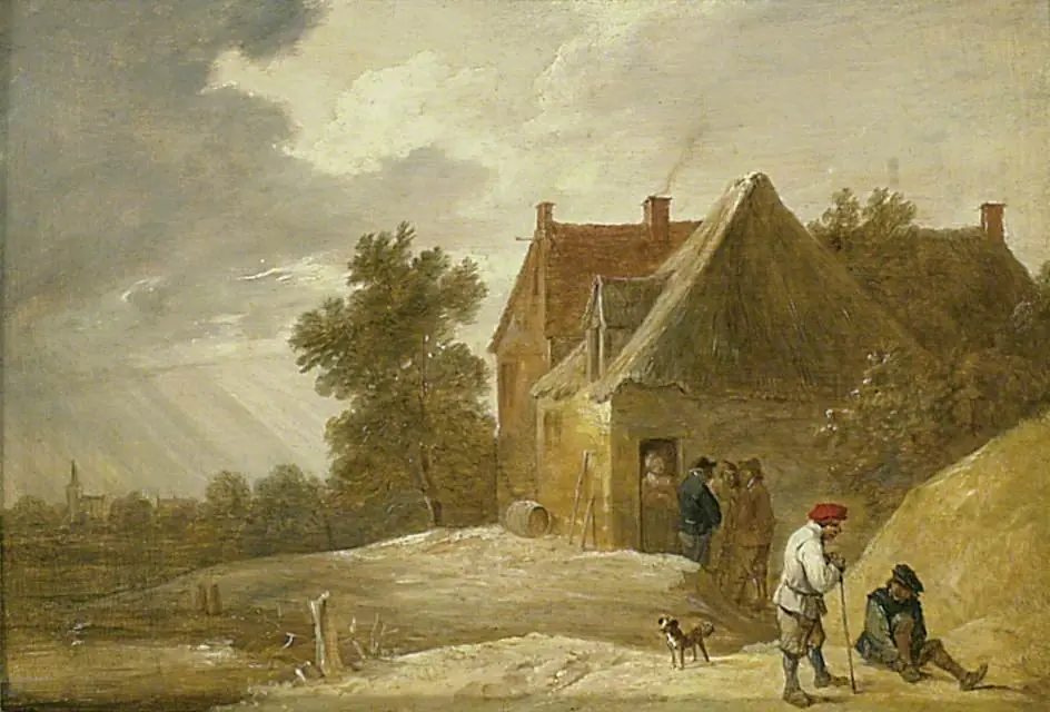Landscape with a Farmhouse and Figures on the Bank of a River