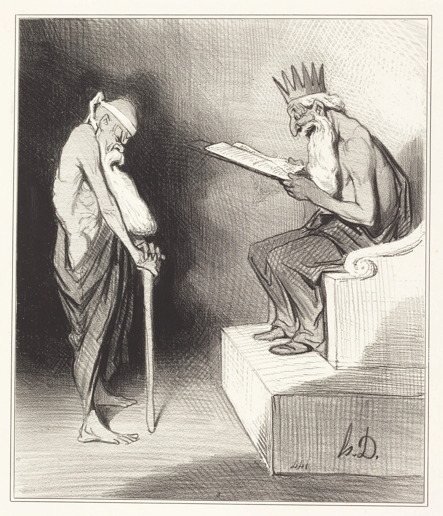 Clémence de Minos, by Honoré Daumier, ink, 1843