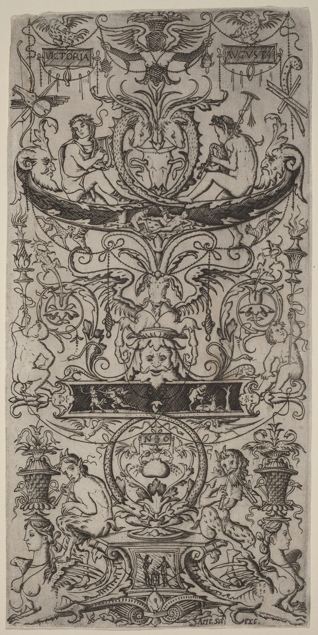 Ornament Panel: Victoria Augusta, by Nicoletto da Modena, ink, 1507