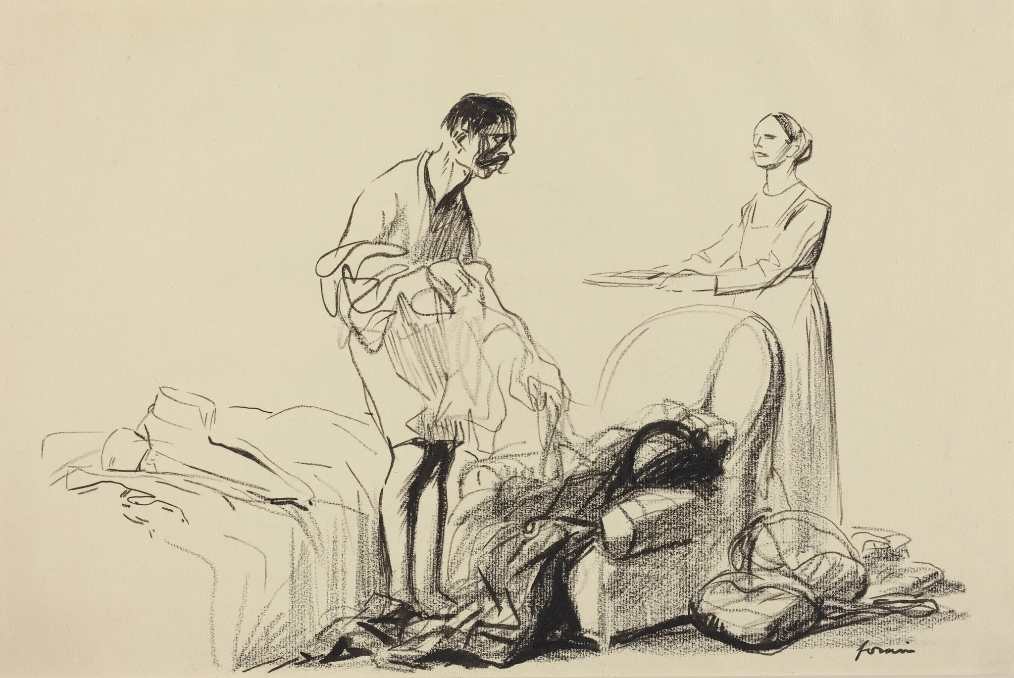 Le démobilisé, by Jean-Louis Forain, crayon, 1916