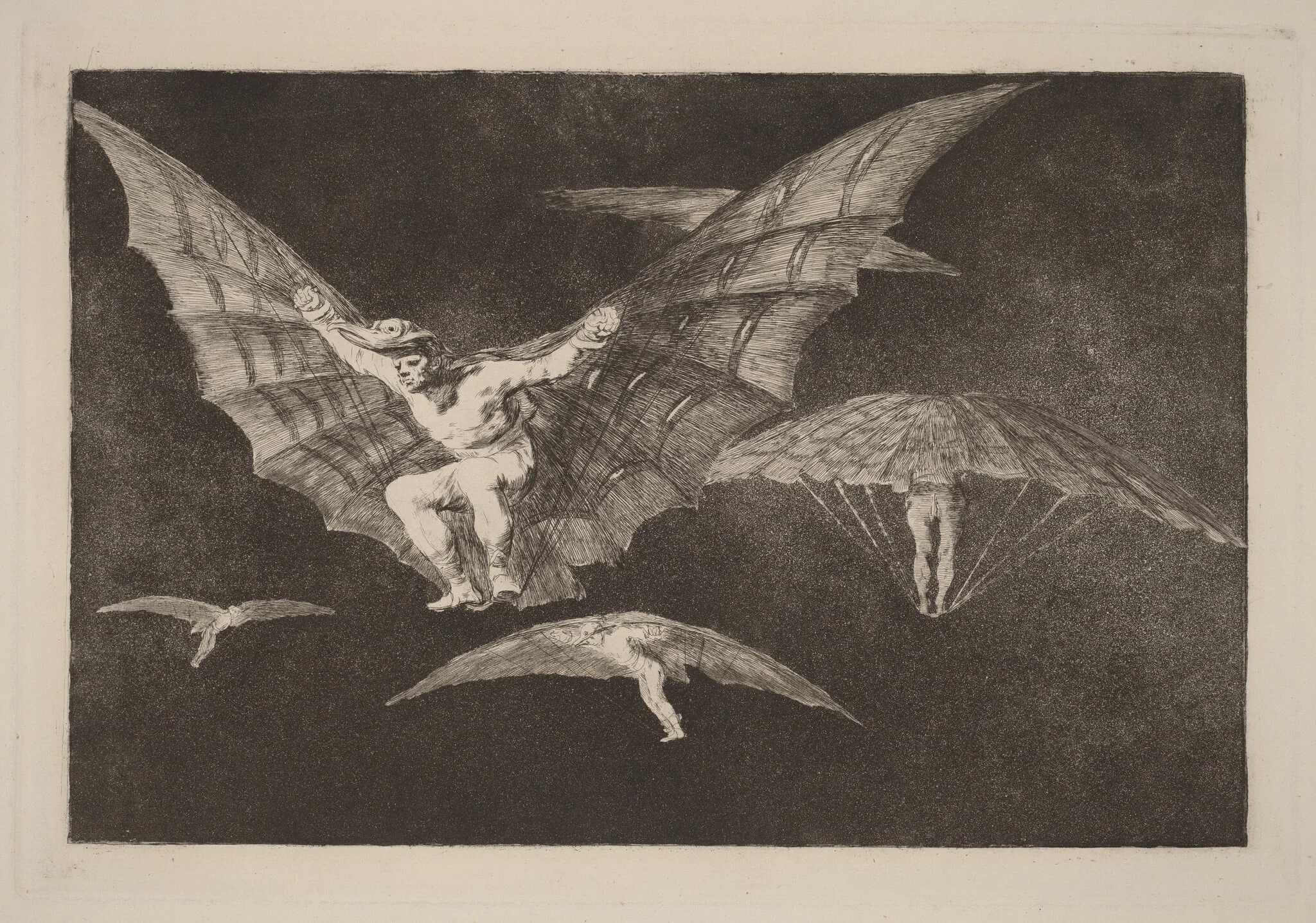 Modo de volar (A Way of Flying), by Francisco Goya, ink, 1816