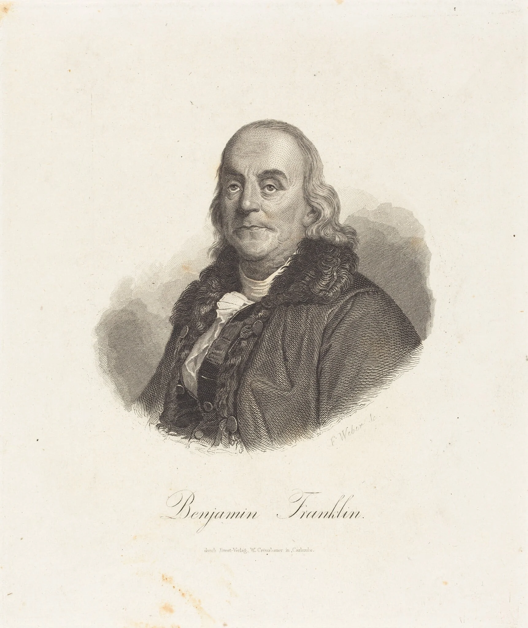 Benjamin Franklin, by Franz Weber, ink, 1789