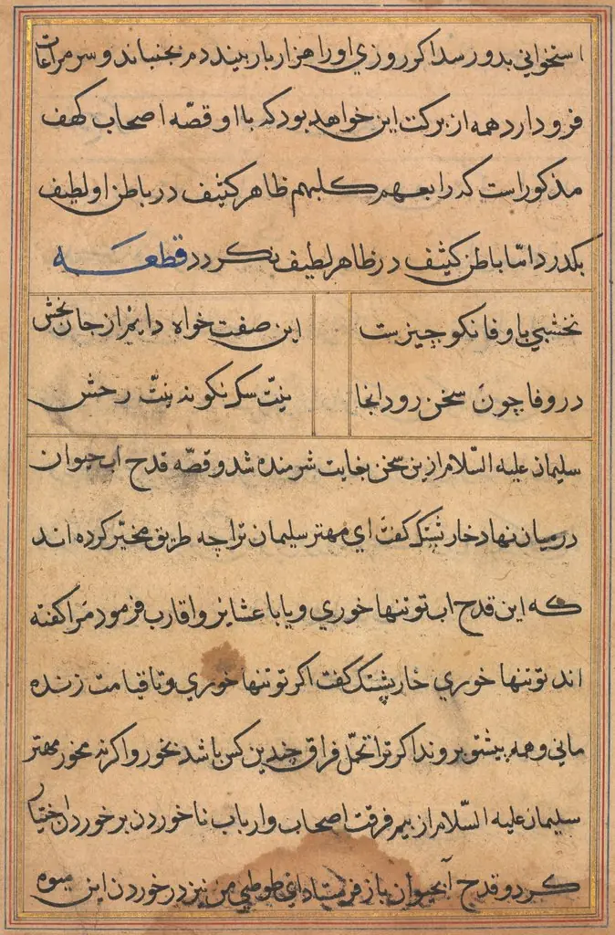 Page from Tales of a Parrot (Tuti-nama): text page