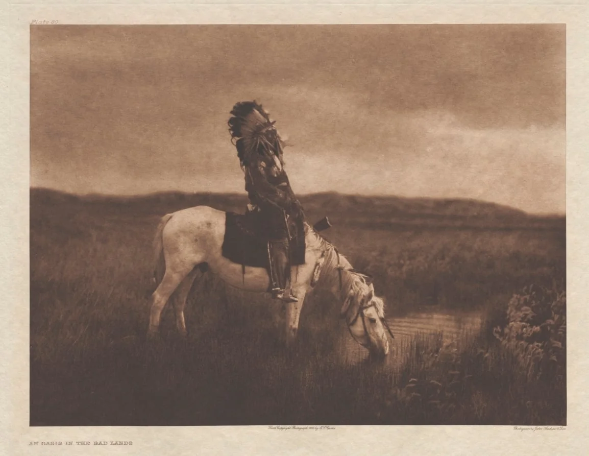 Portfolio III, Plate 80: An Oasis on the Bad Lands, by Edward S. Curtis, 1905