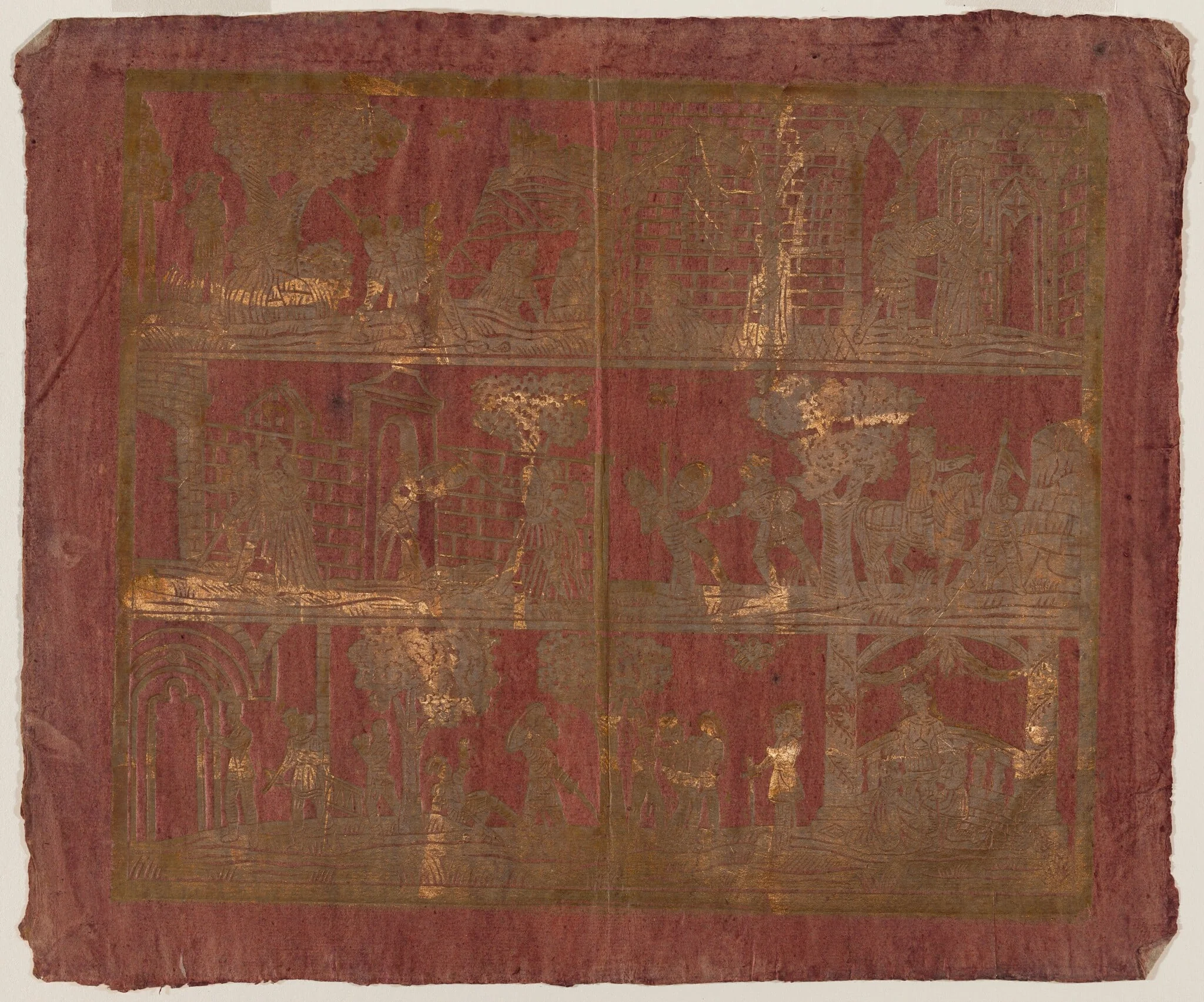 Endpaper with Three Bands of Courtly Scenes