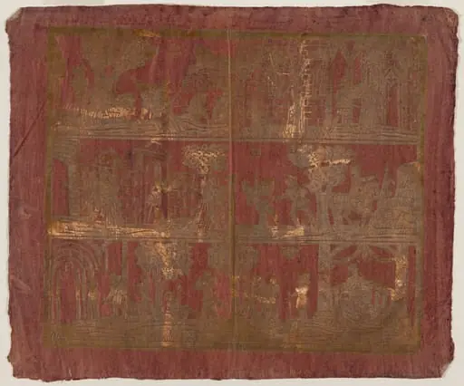 Endpaper with Three Bands of Courtly Scenes