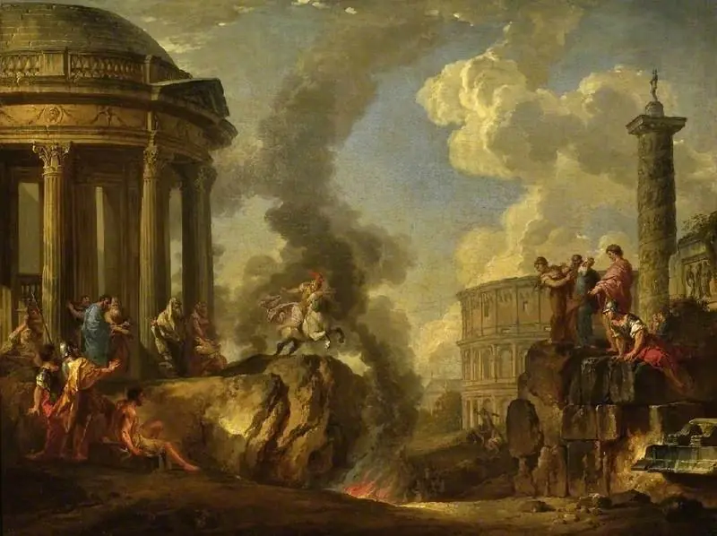 Marcus Curtius leaping into the gulf