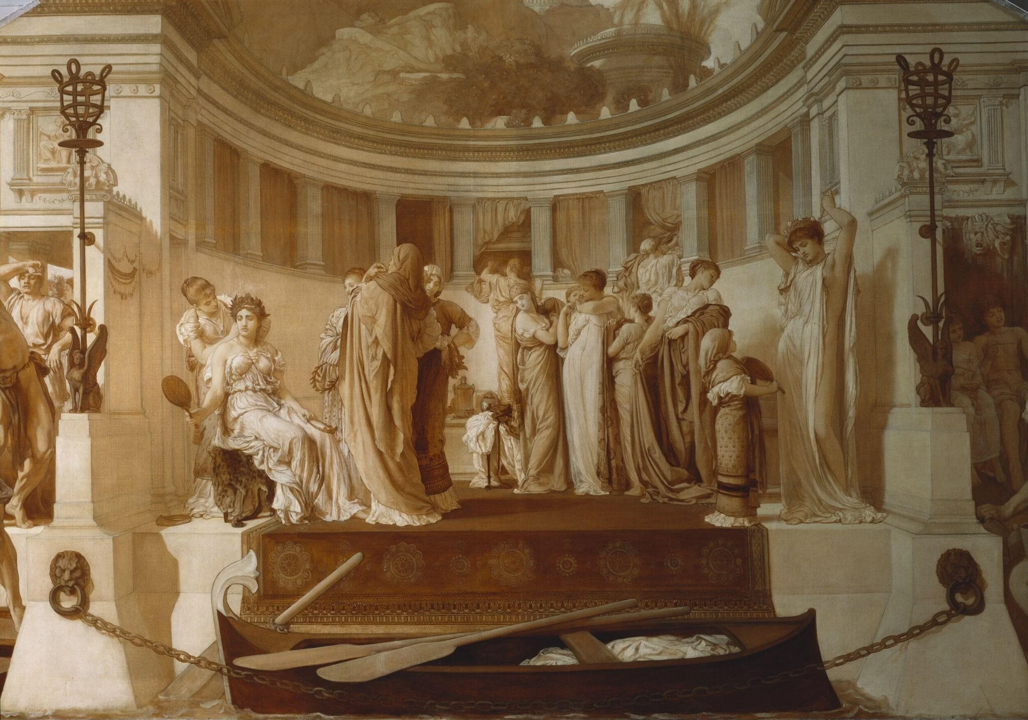 Half-size monochrome cartoon for the spirit fresco 'The Arts of Industry as Applied to Peace', by Frederic, Lord Leighton, oil, 1872