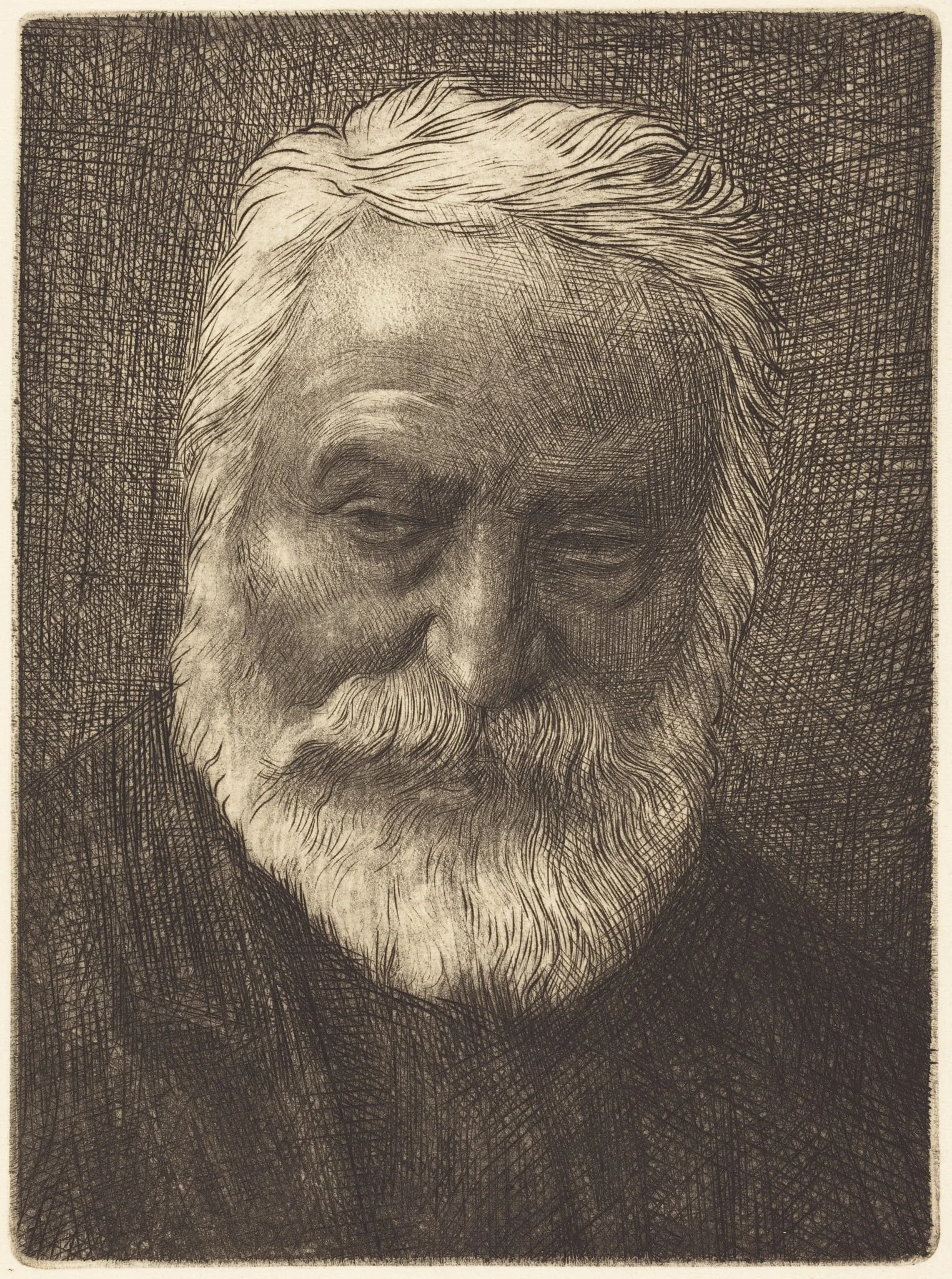 Victor Hugo, 2nd plate, by Alphonse Legros, ink, 1874