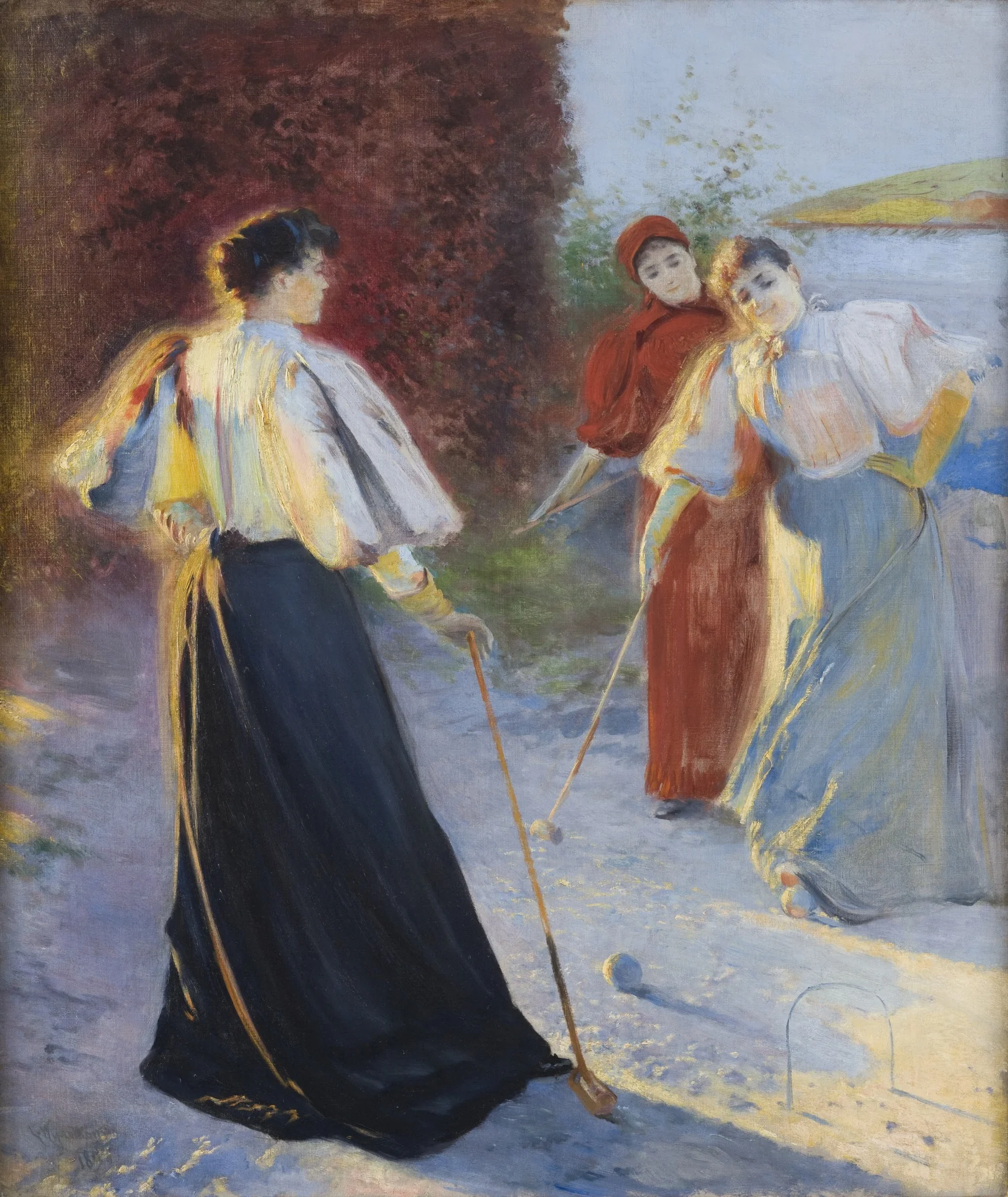 A Game of Crocquet, by Leon Wyczółkowski, oil, 1898