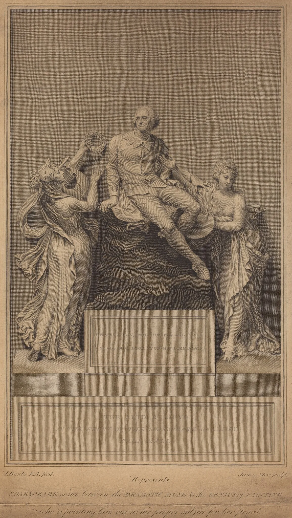 Monument to William Shakespeare, by James Stow, ink, 1798