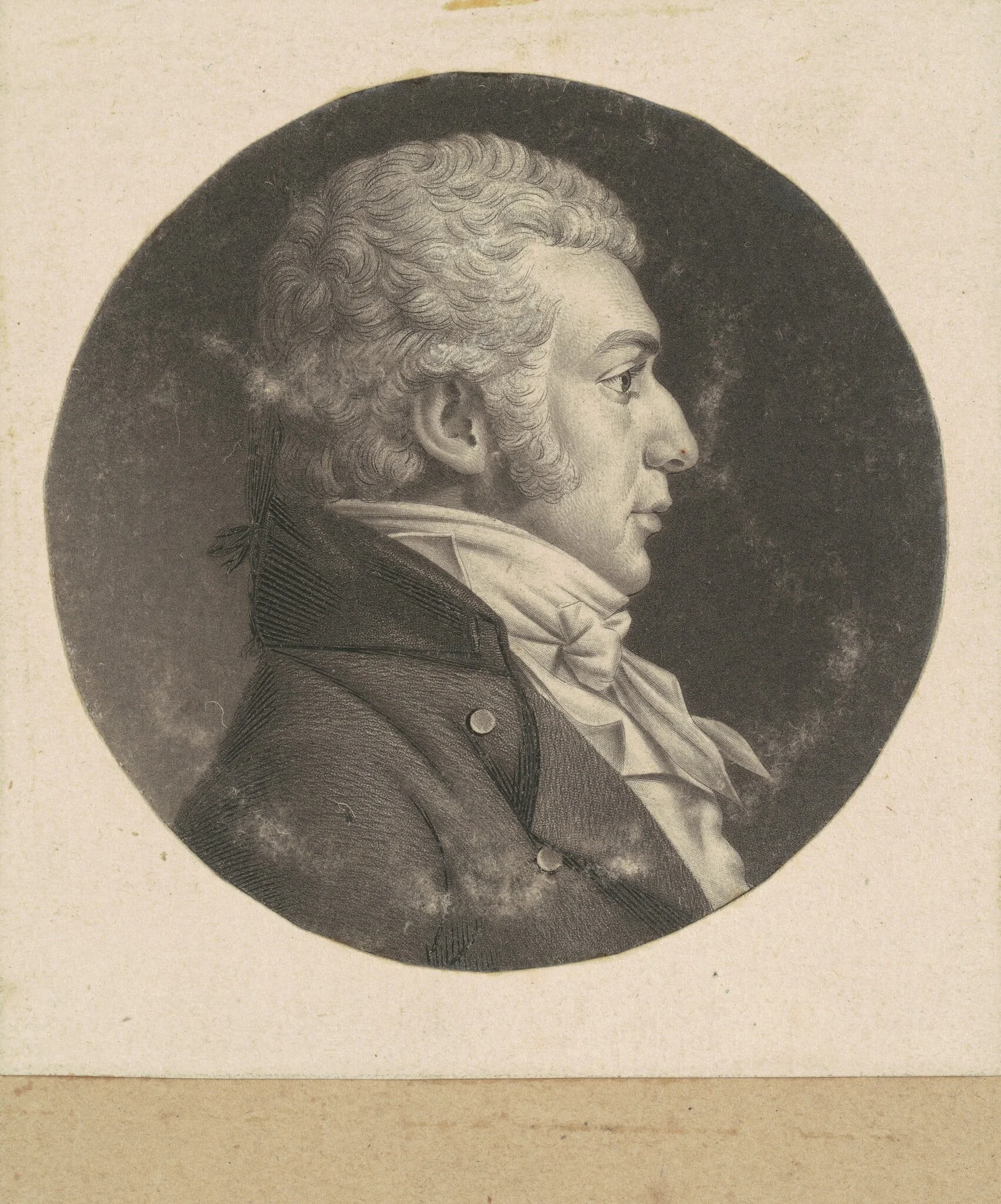 Unidentified Man, by Charles Balthazar Julien Févret de Saint-Mémin, ink, 1800