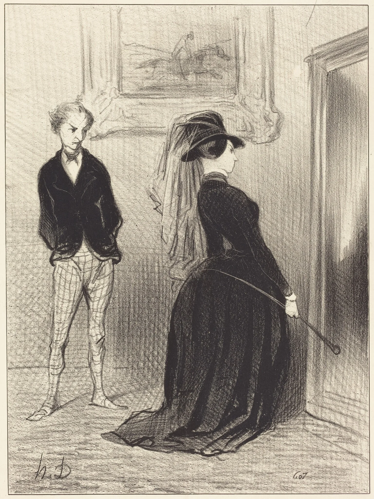 C'est singulier... il ne me vient plus d'idées... que..., by Honoré Daumier, ink, 1844