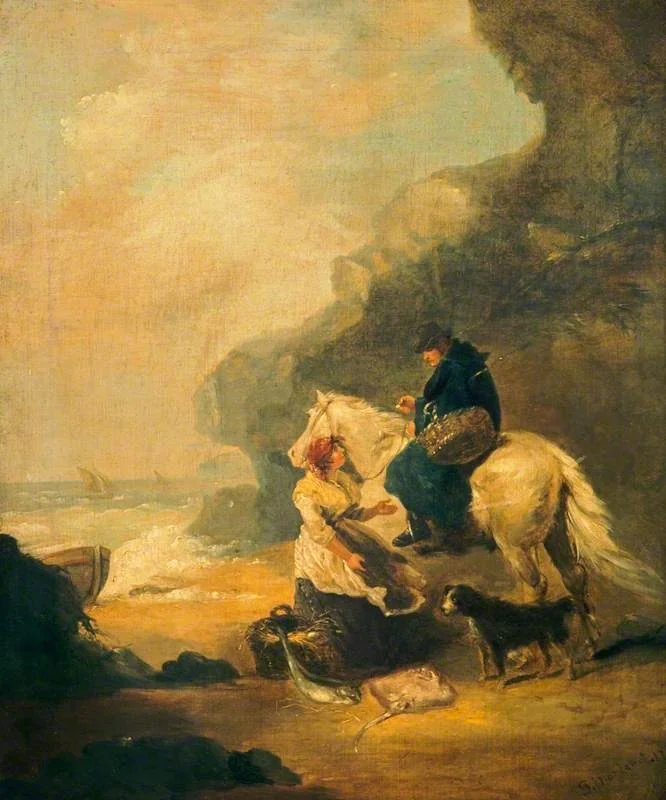 Selling Fish, by George Morland, oil, 1798