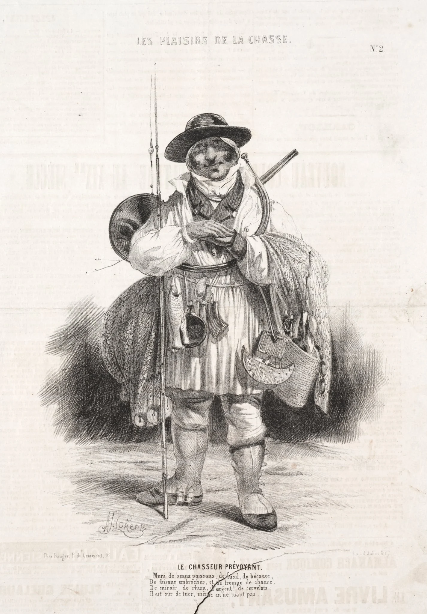 Les Plaisirs de la chasse:  Le Chasseur prévoyant, by Alade Joseph Lorentz, 1842