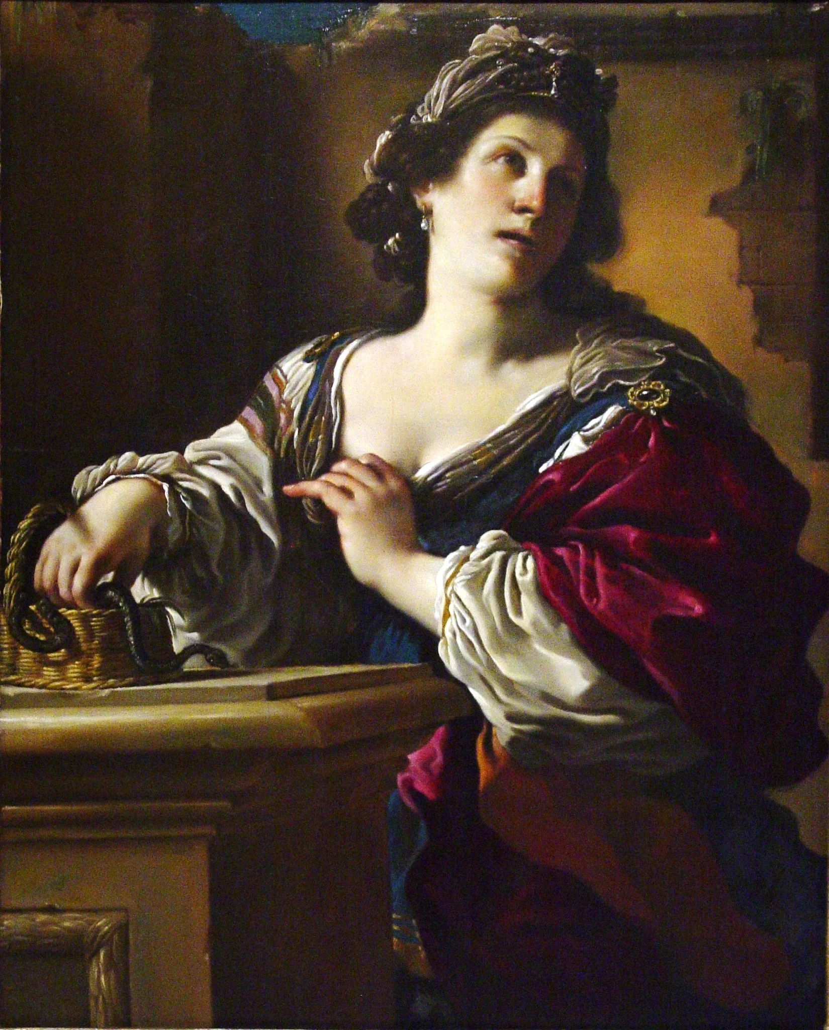 Cleopatra, by Guercino, oil, 1621