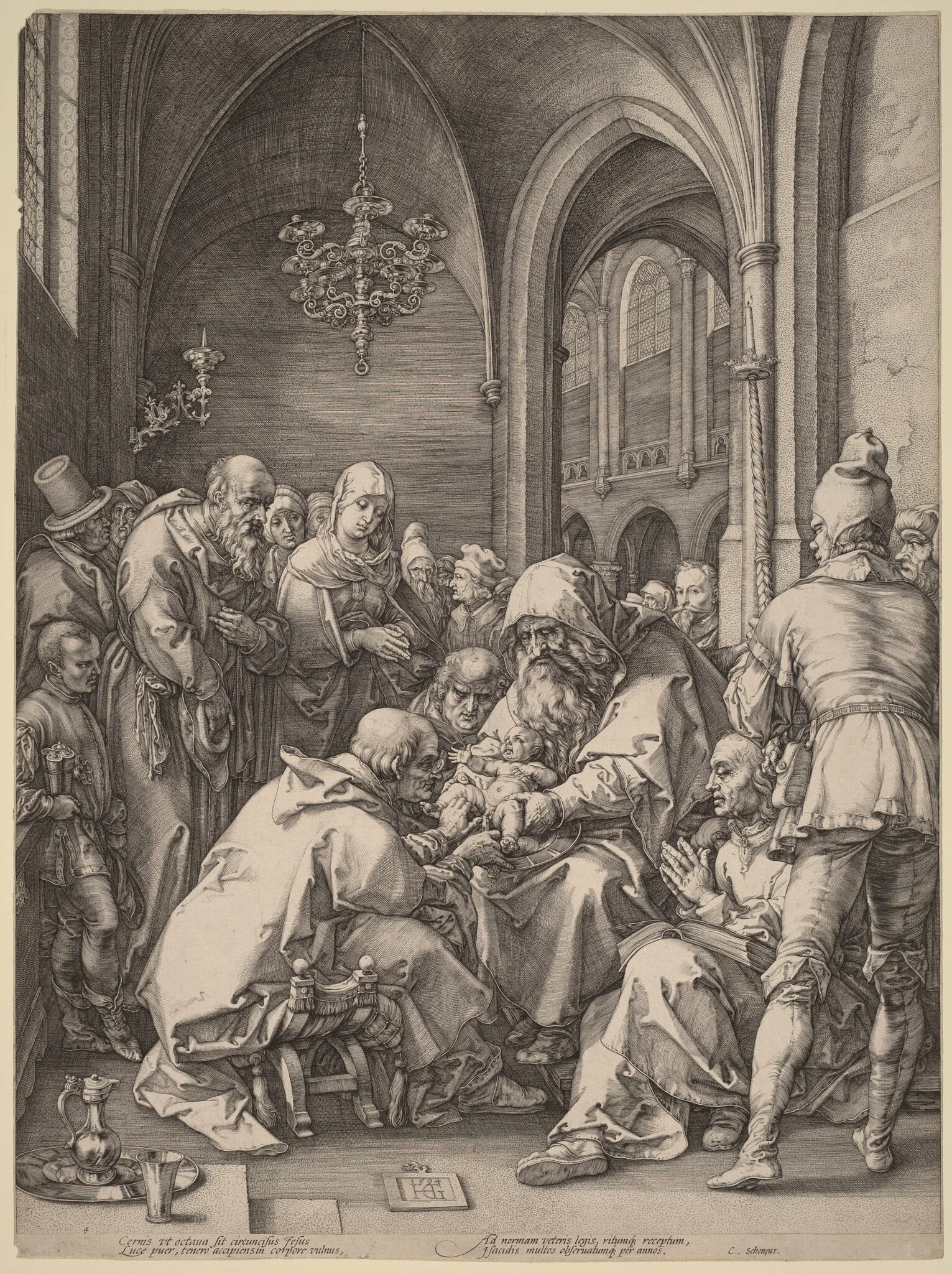 The Circumcision, by Netherlandish 16th Century, ink, 1594