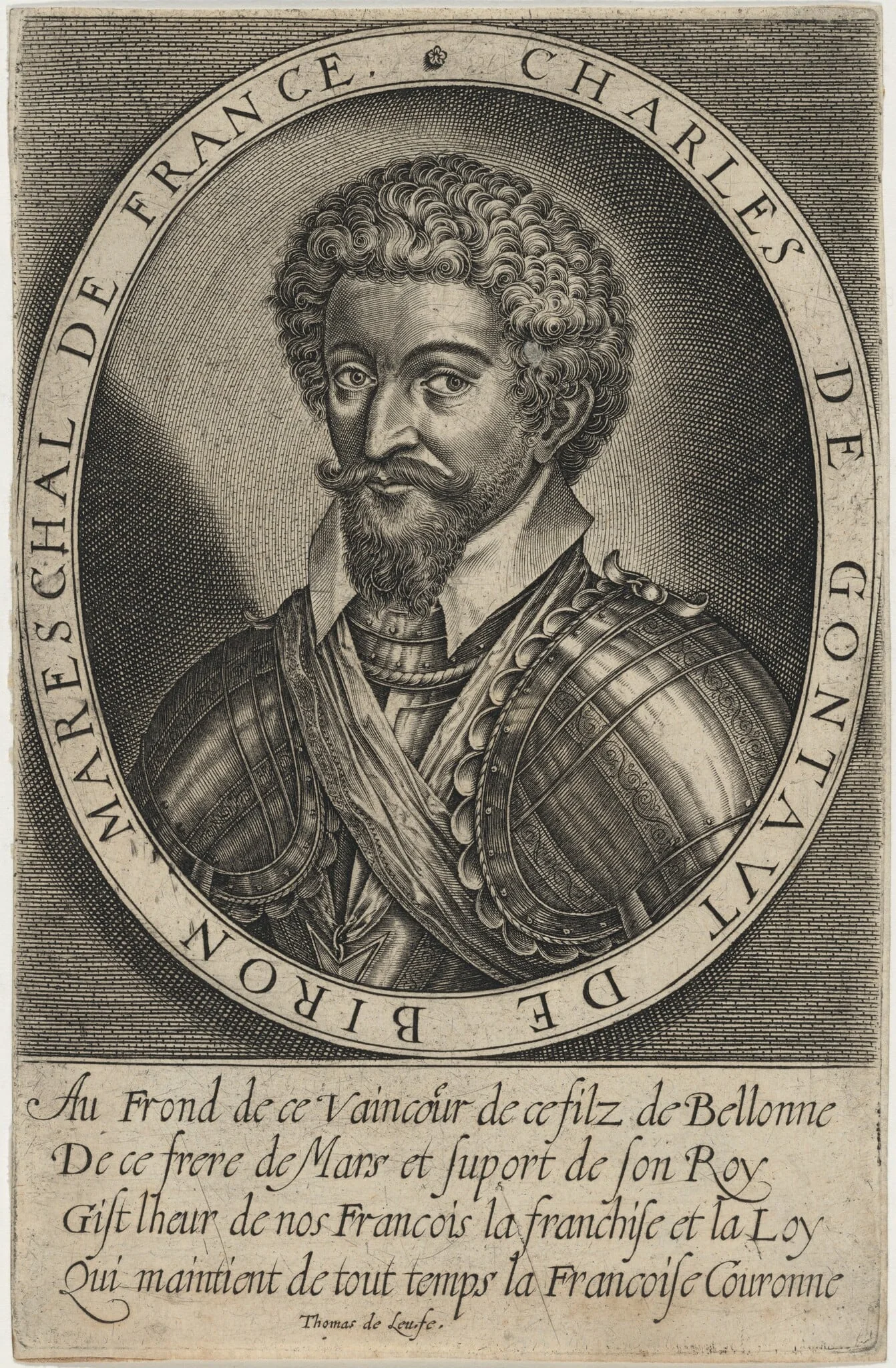 Charles de Gontaut, Duc de Biron, by Thomas de Leu, ink, 1590