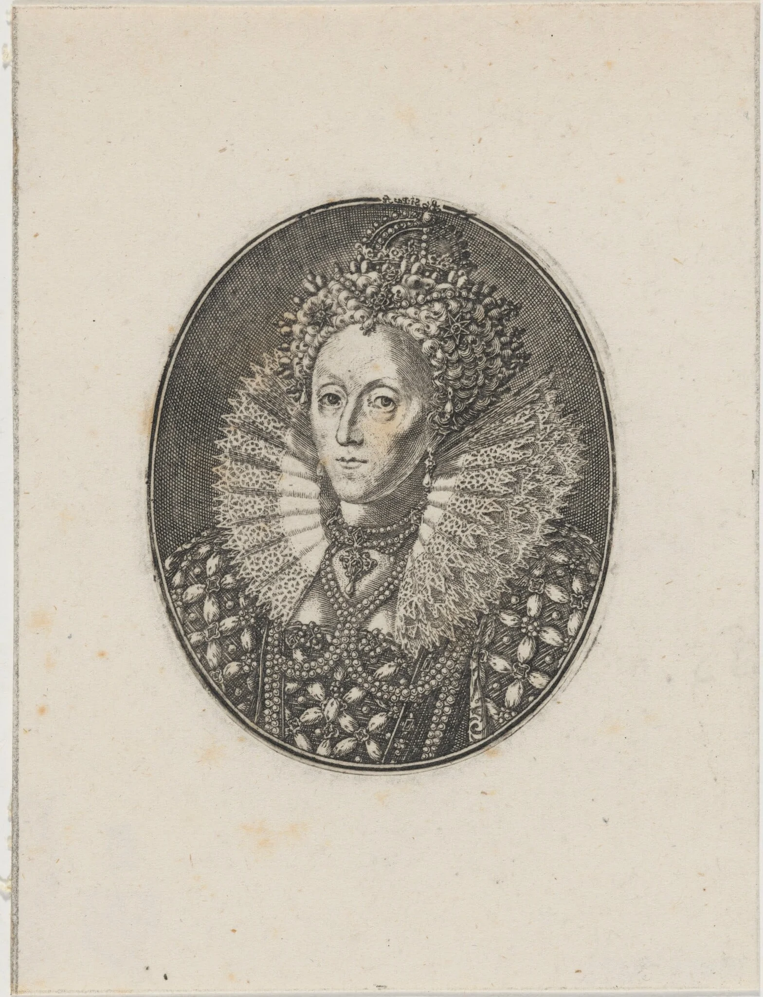 Elizabeth, Queen of England, by Simon van de Passe, ink, 1621