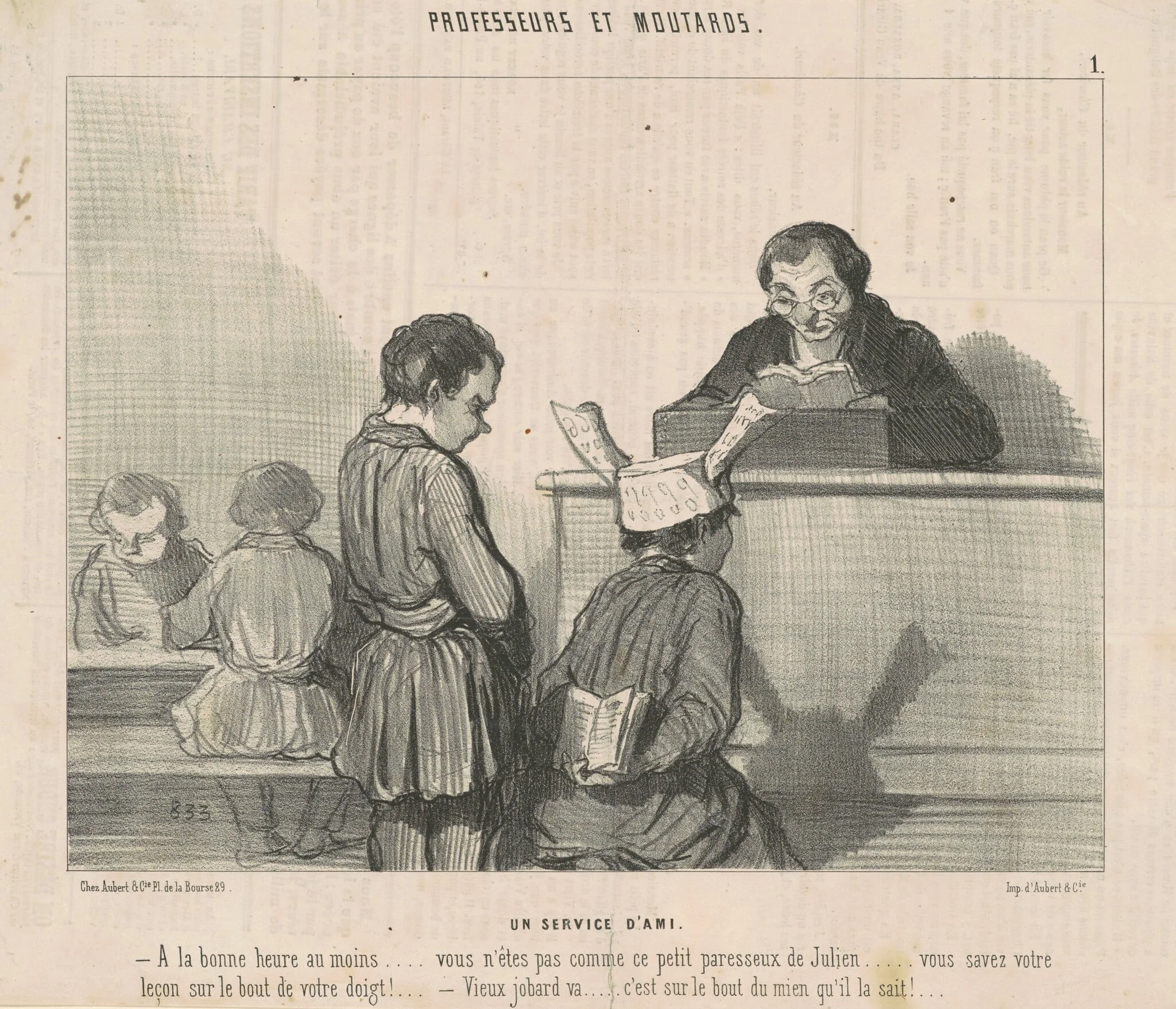 Un service d'ami, by Honoré Daumier, ink, 1845