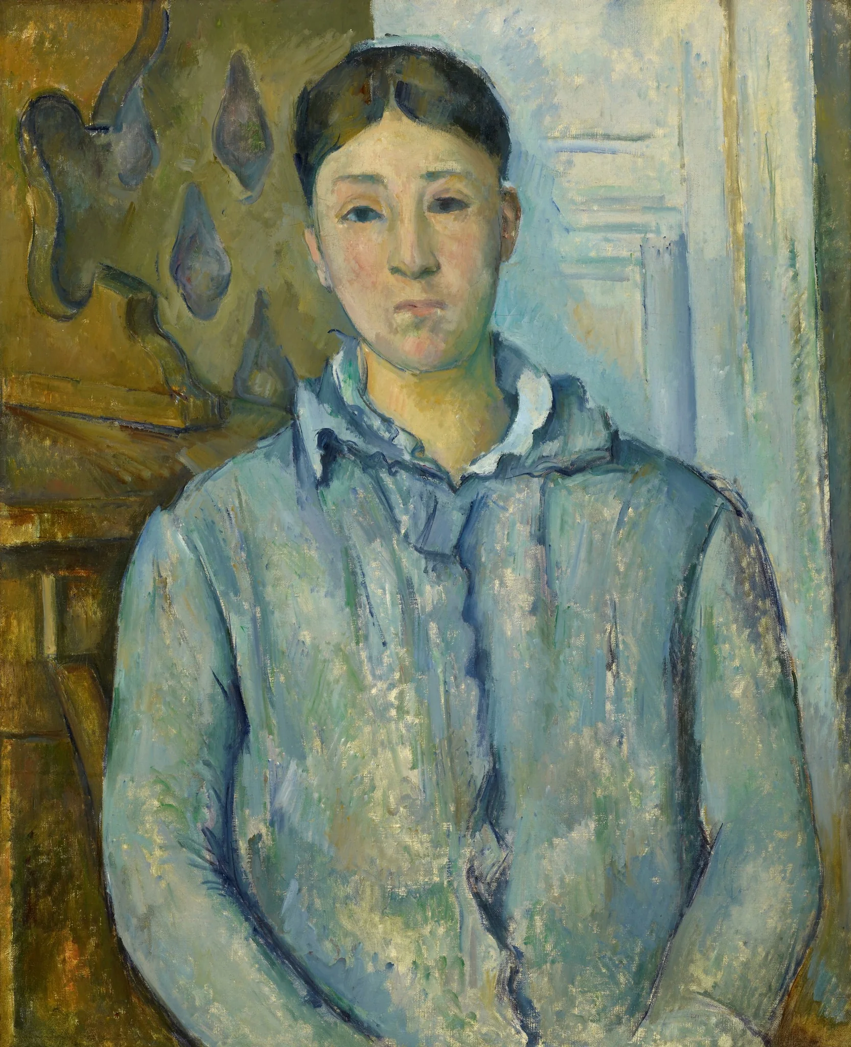 Madame Cézanne in Blue, by Paul Cezanne, oil, 1896