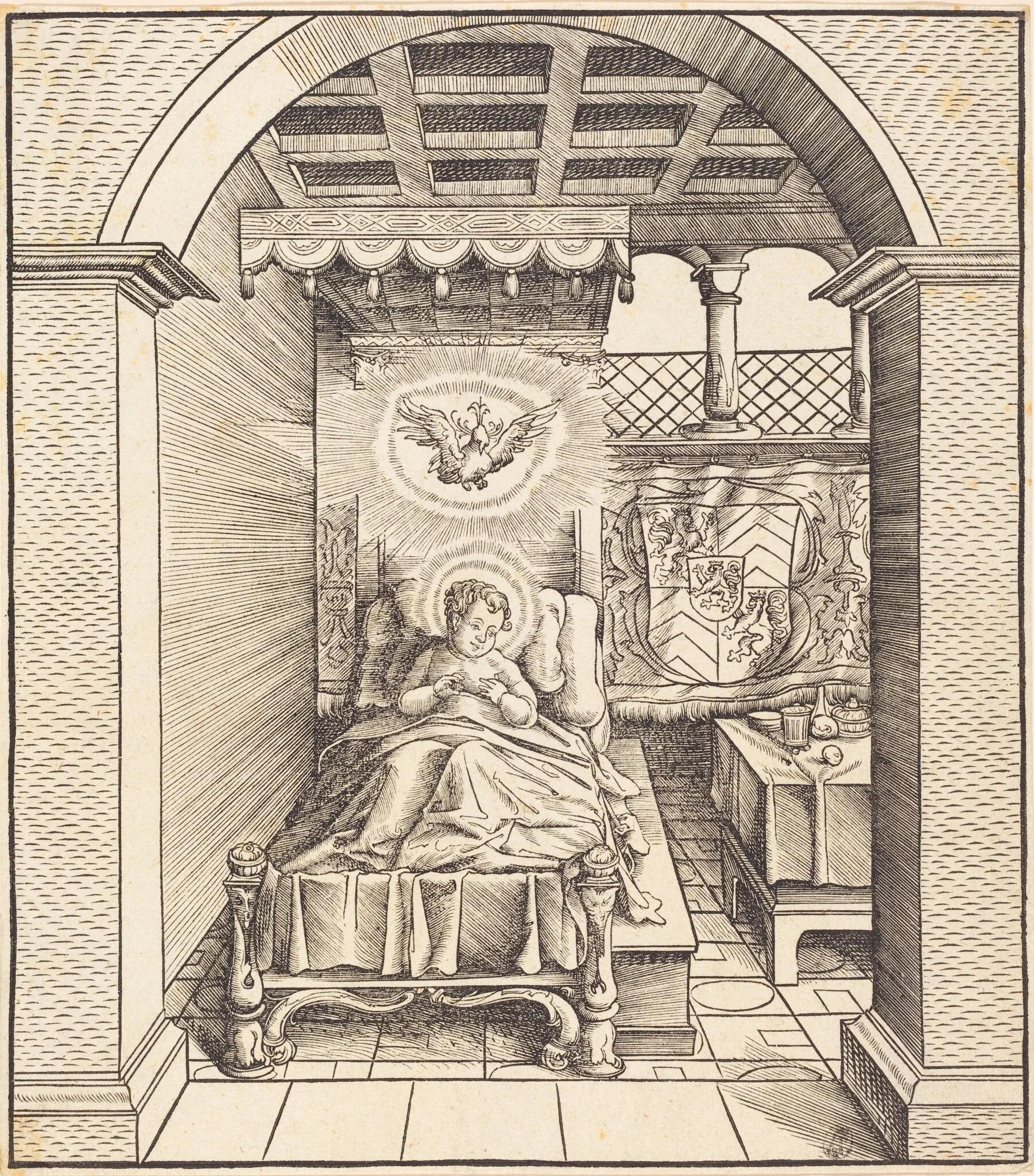 Saint Dentalinus, by Leonhard Beck, ink, 1517