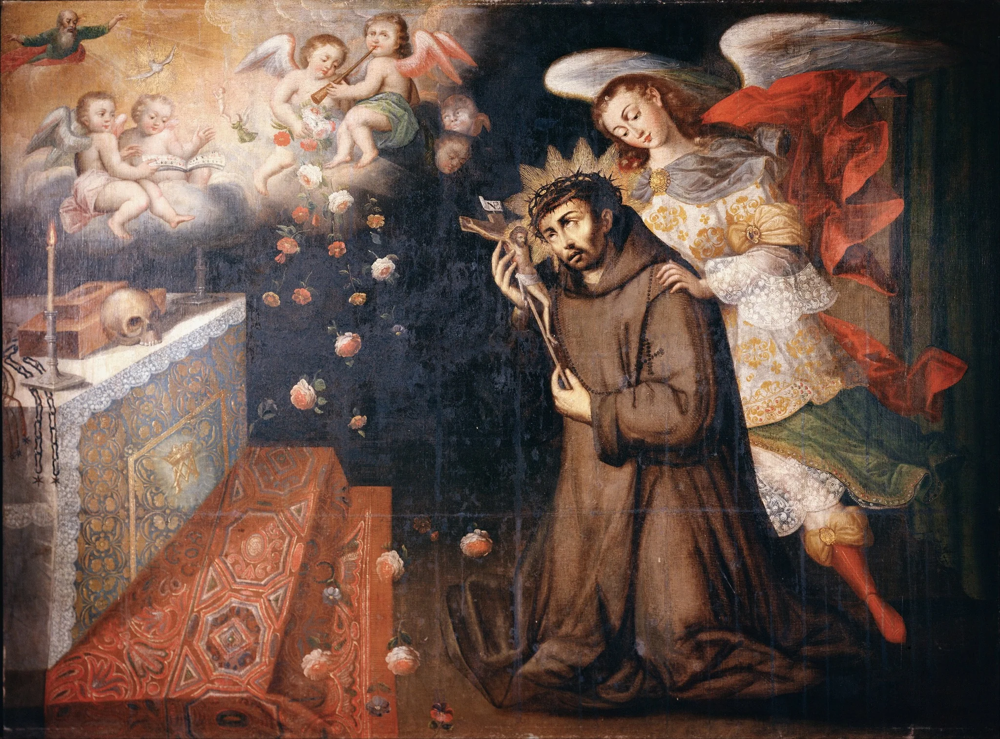 Passing of Saint John of God, by Juan Zapaca Inga, oil, 1693