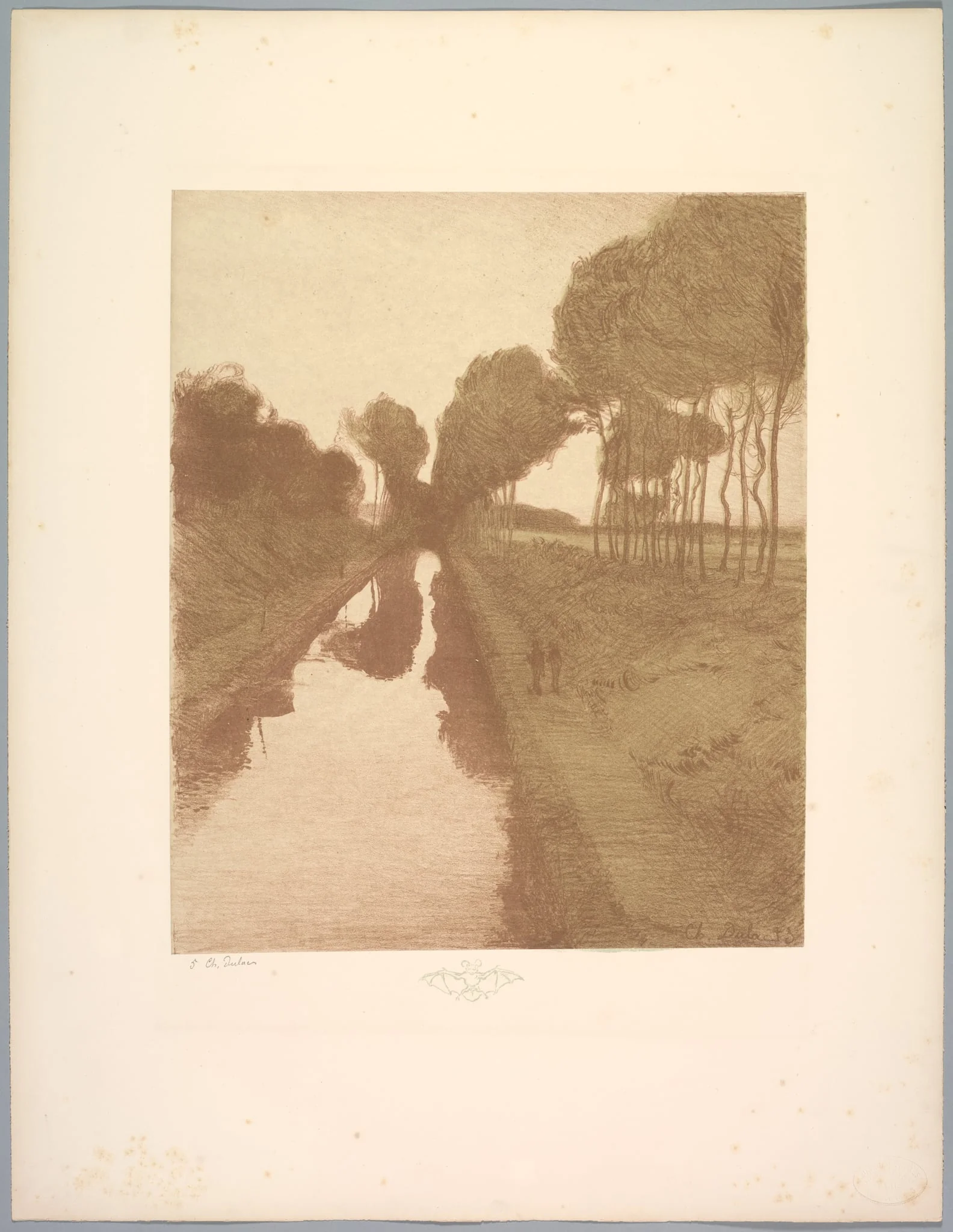 Suite de Paysages: Landscape,  Plate 3, Remarque, Bat, by Charles-Marie Dulac, 1892