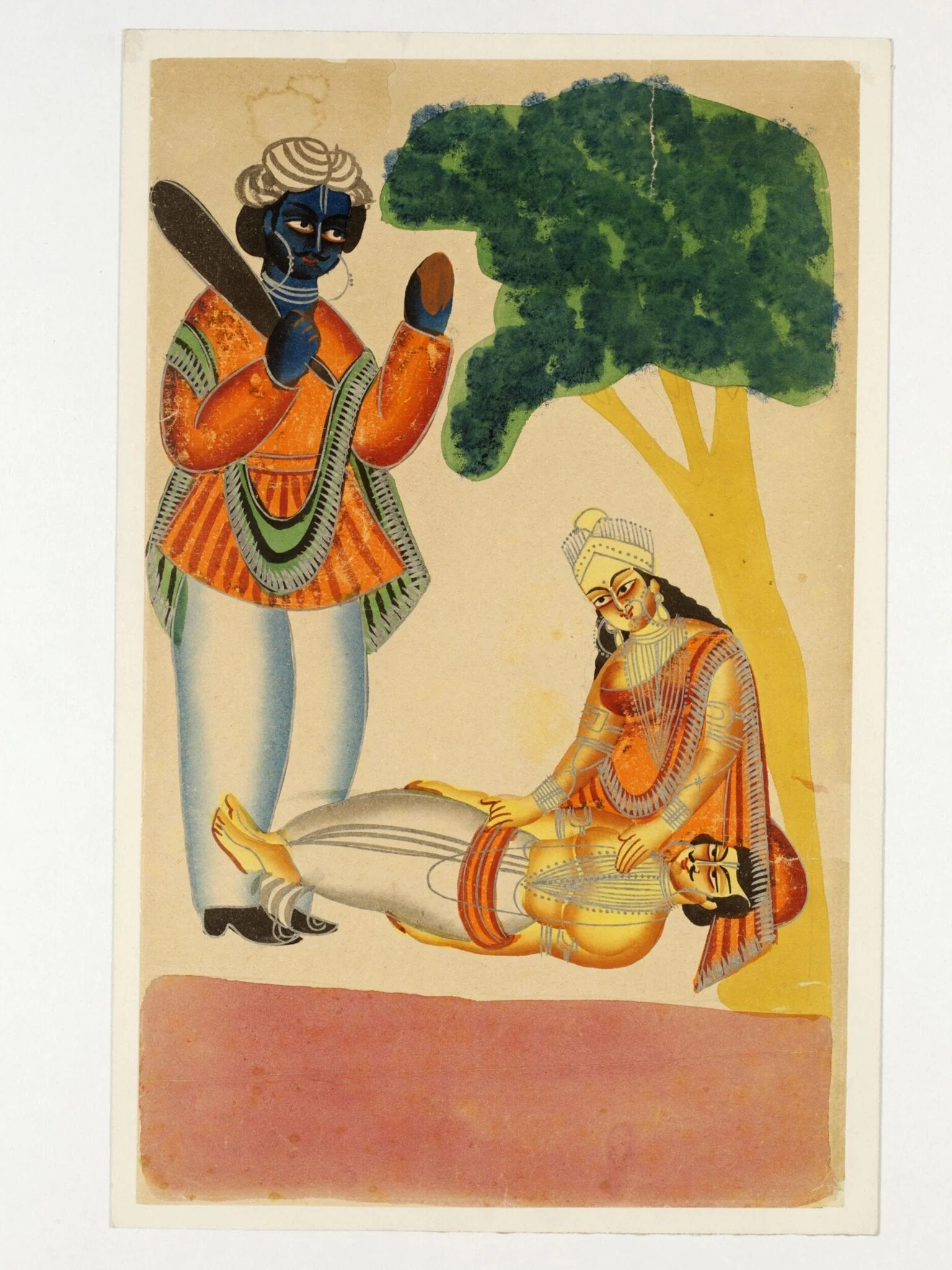 Savitri and Yama, by Unknown, paint, 1890