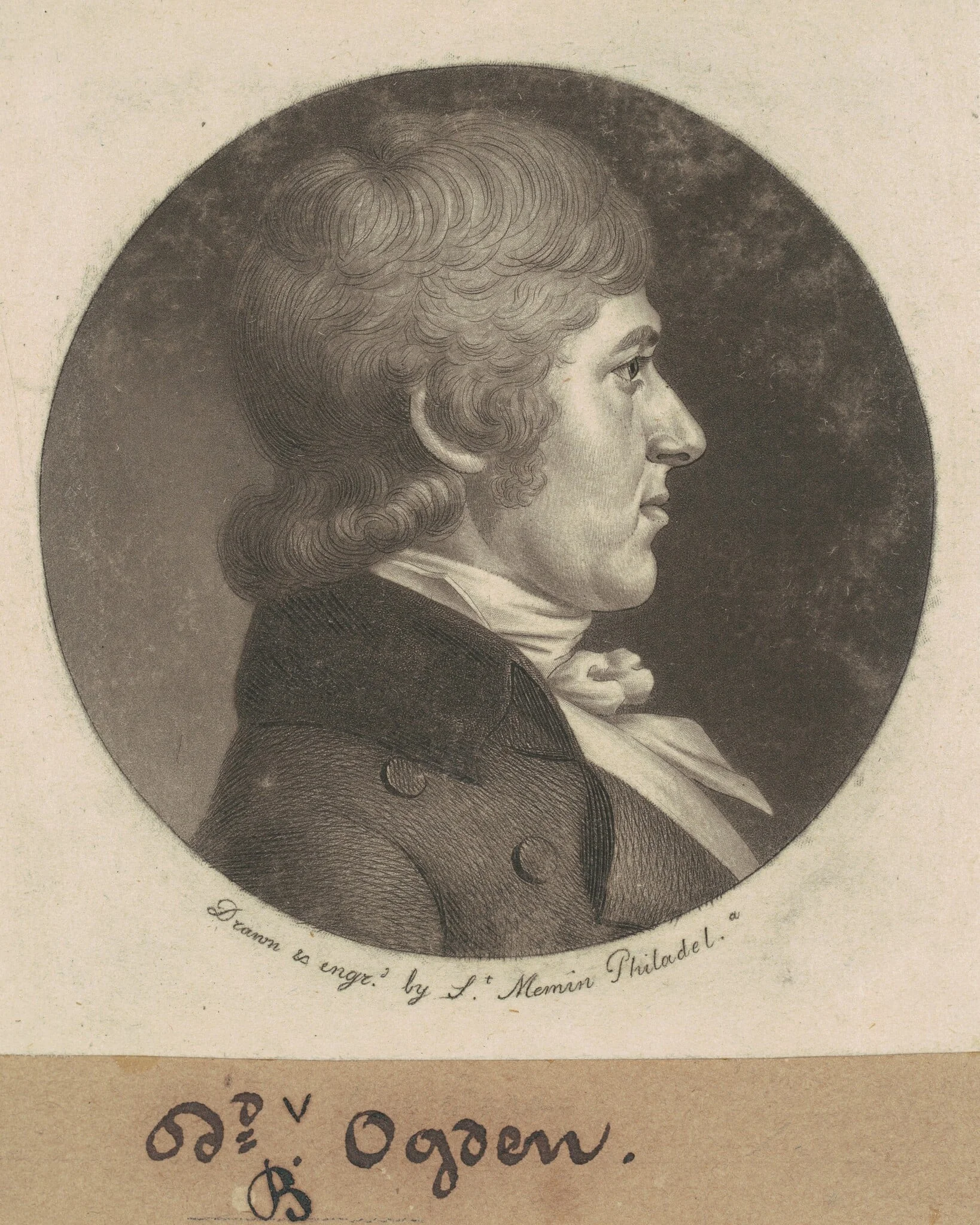 David Bayard Ogden, by Charles Balthazar Julien Févret de Saint-Mémin, ink, 1799