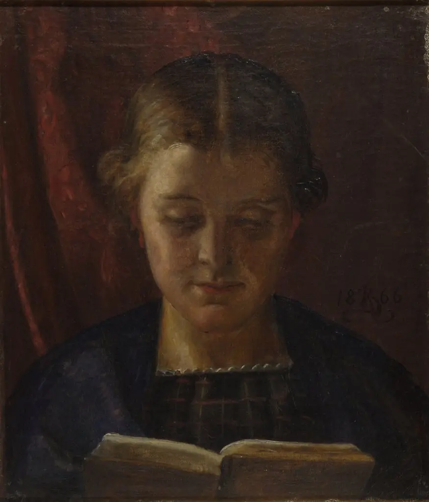 Elisabeth Zahrtmann, the artist's sister, reading