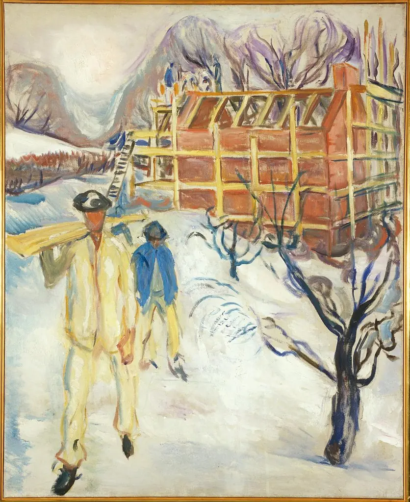 Building Workers in Snow