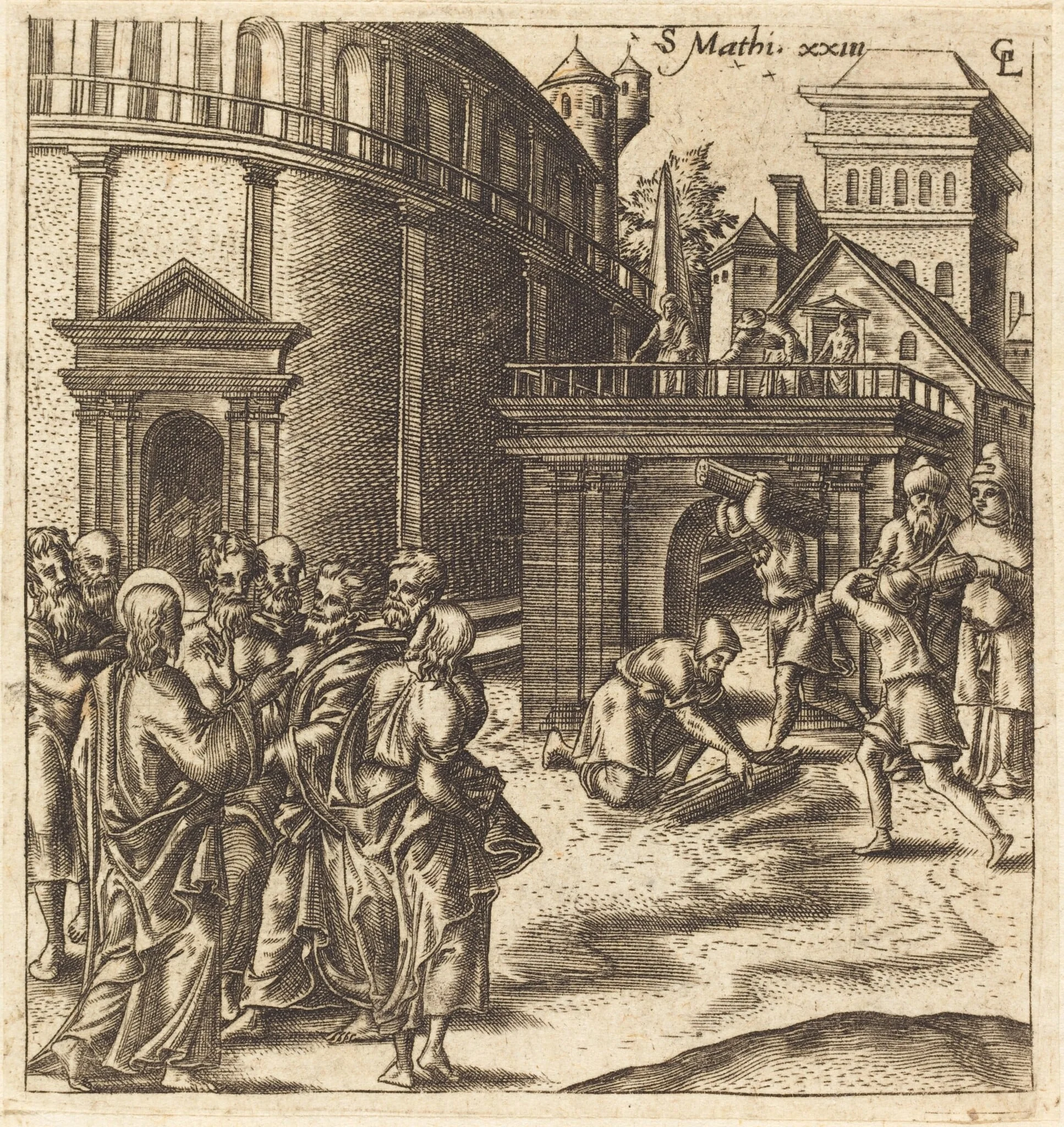 Christ Denounces the Scribes and Pharisees, by Léonard Gaultier, ink, 1578