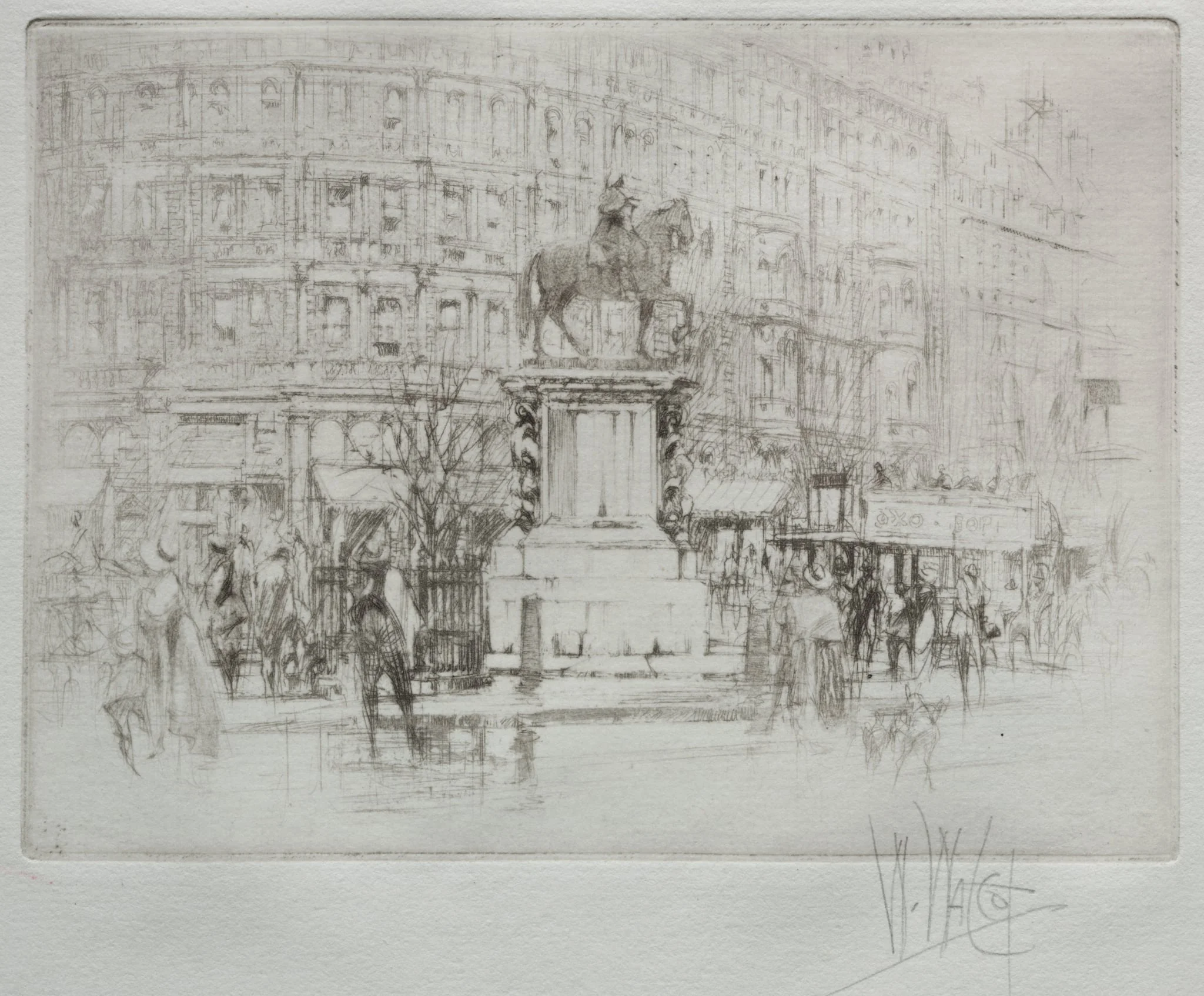 Charing Cross: The Statue of Charles I, by William Walcot, 1919