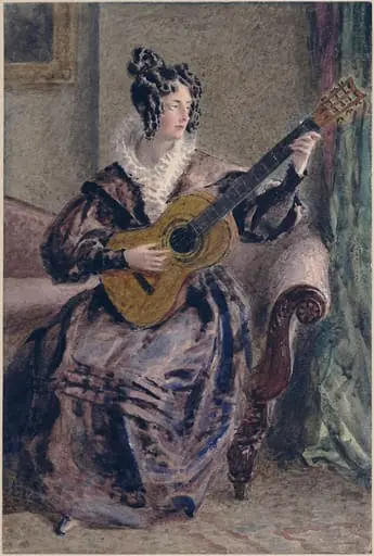 A Lady Playing a Guitar