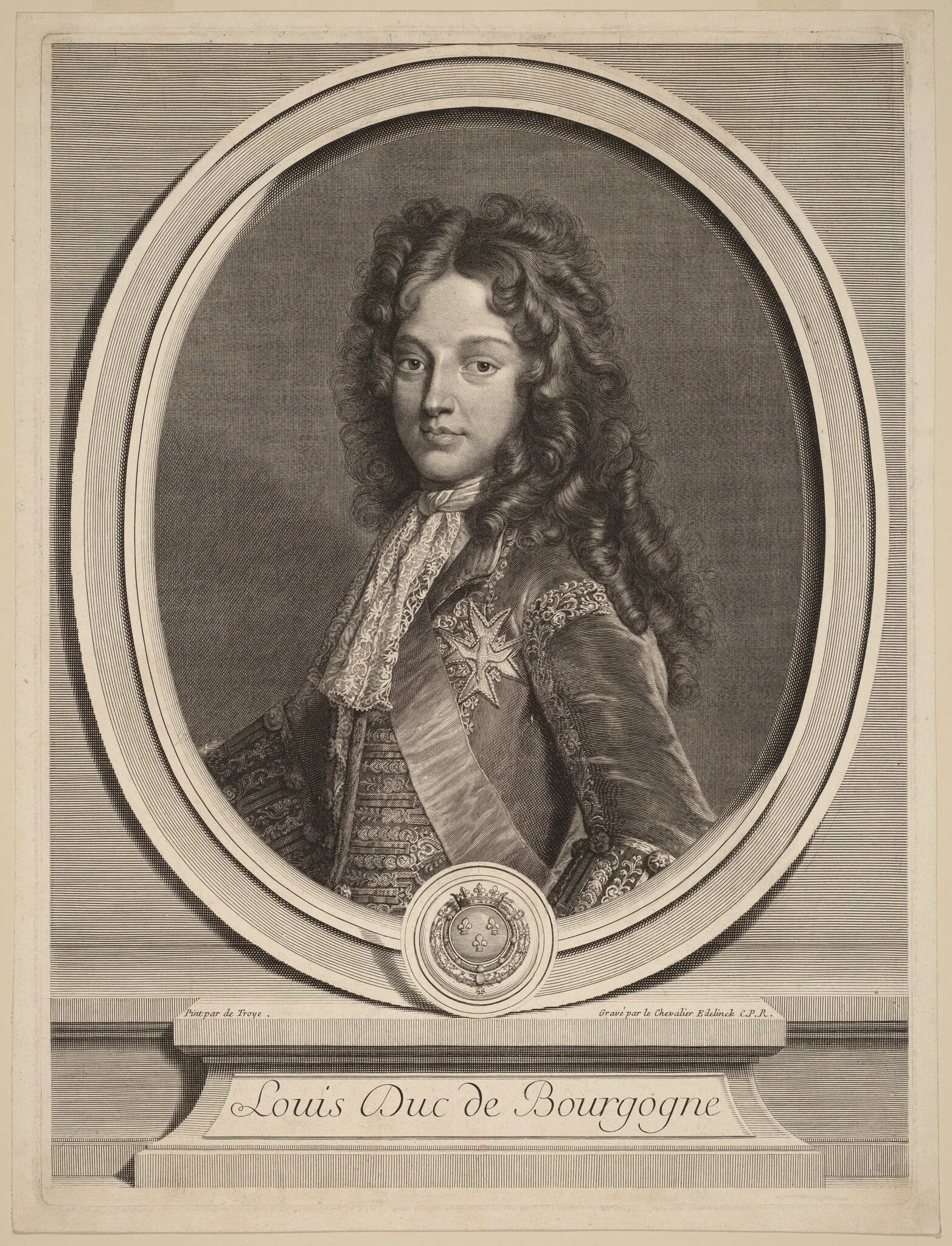Louis, Duke of Burgundy, by Gerard Edelinck, ink, 1674